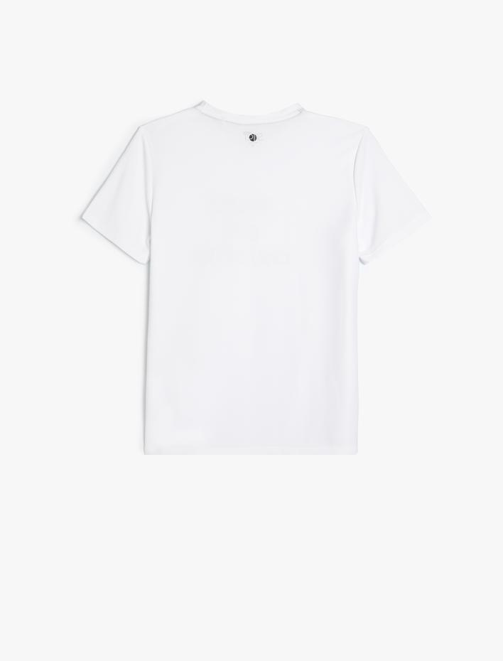  Spor Tişört Slogan Baskılı Kısa Kollu Bisiklet Yaka