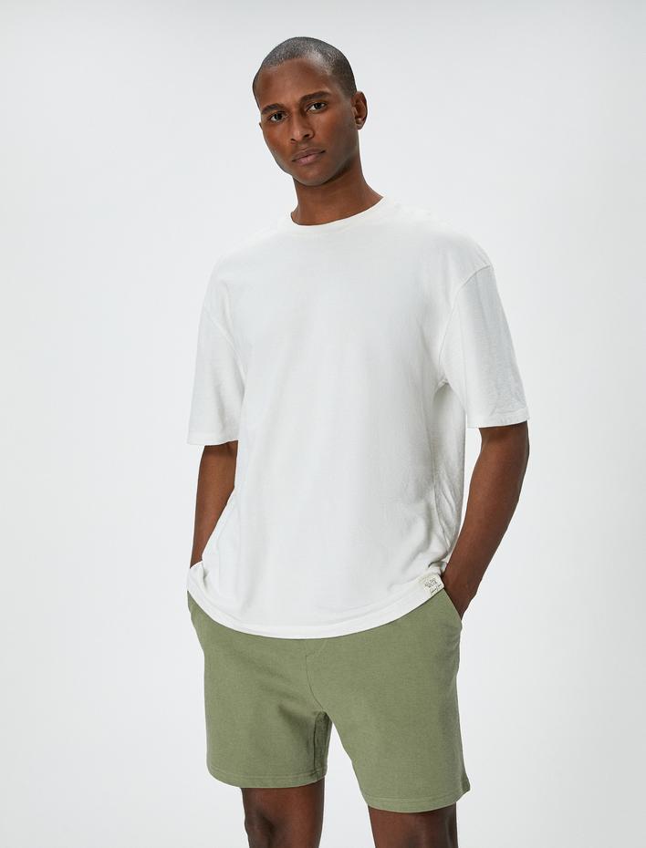  Beli Bağcıklı Şort Cep Detaylı Pamuklu