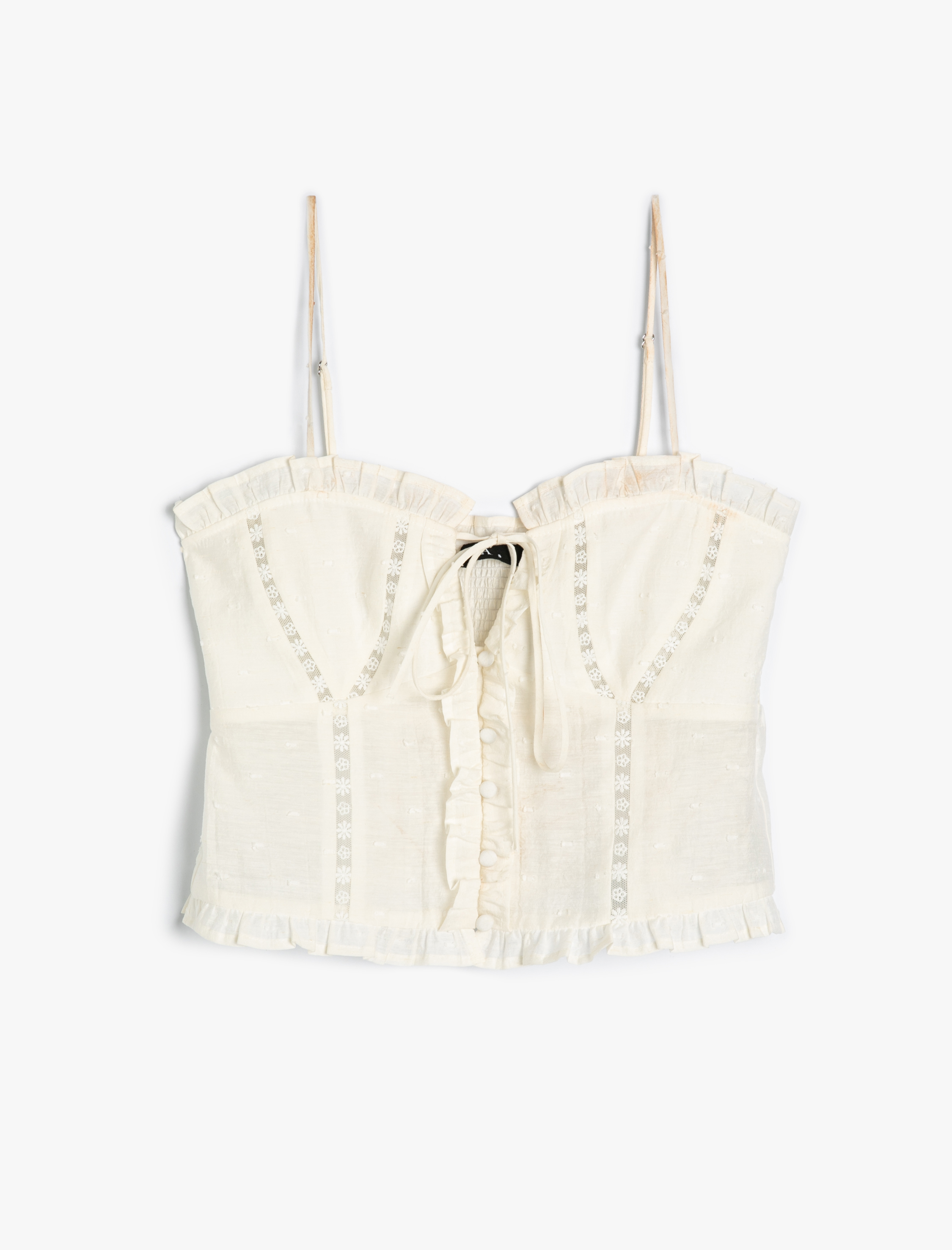   Koton X Sibil Çetinkaya - Keten Karışımlı İşlemeli Askılı Üst