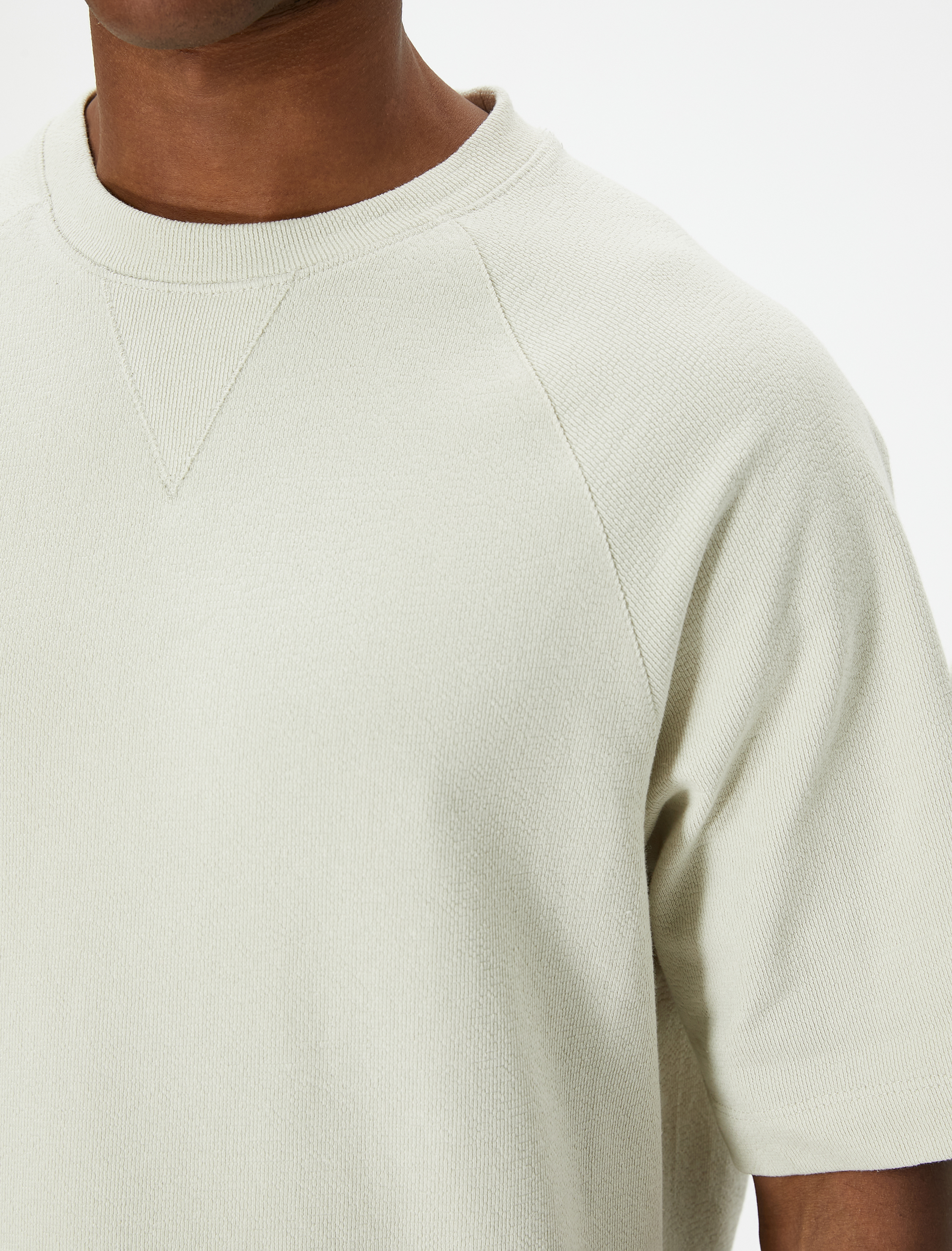   Oversize Tişört Basic Dokulu Bisiklet Yaka Kısa Kollu