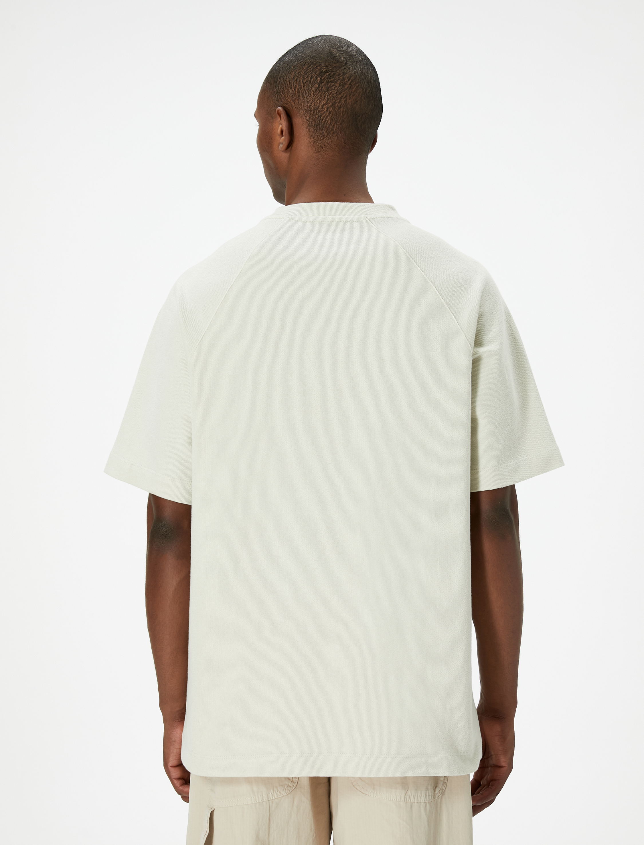   Oversize Tişört Basic Dokulu Bisiklet Yaka Kısa Kollu