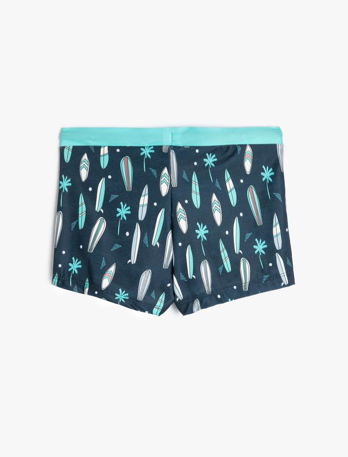 Erkek Çocuk Mayo Baskı Detaylı Yaz Temalı Beli Bağlamalı