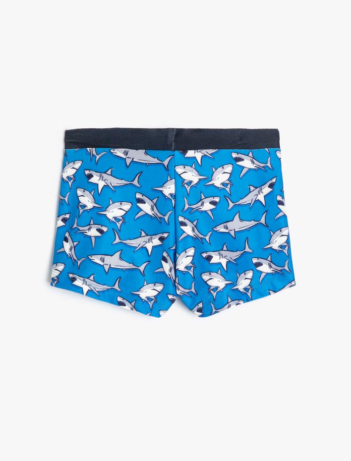 Erkek Çocuk Mayo Köpekbalığı Baskılı Beli Bağlamalı