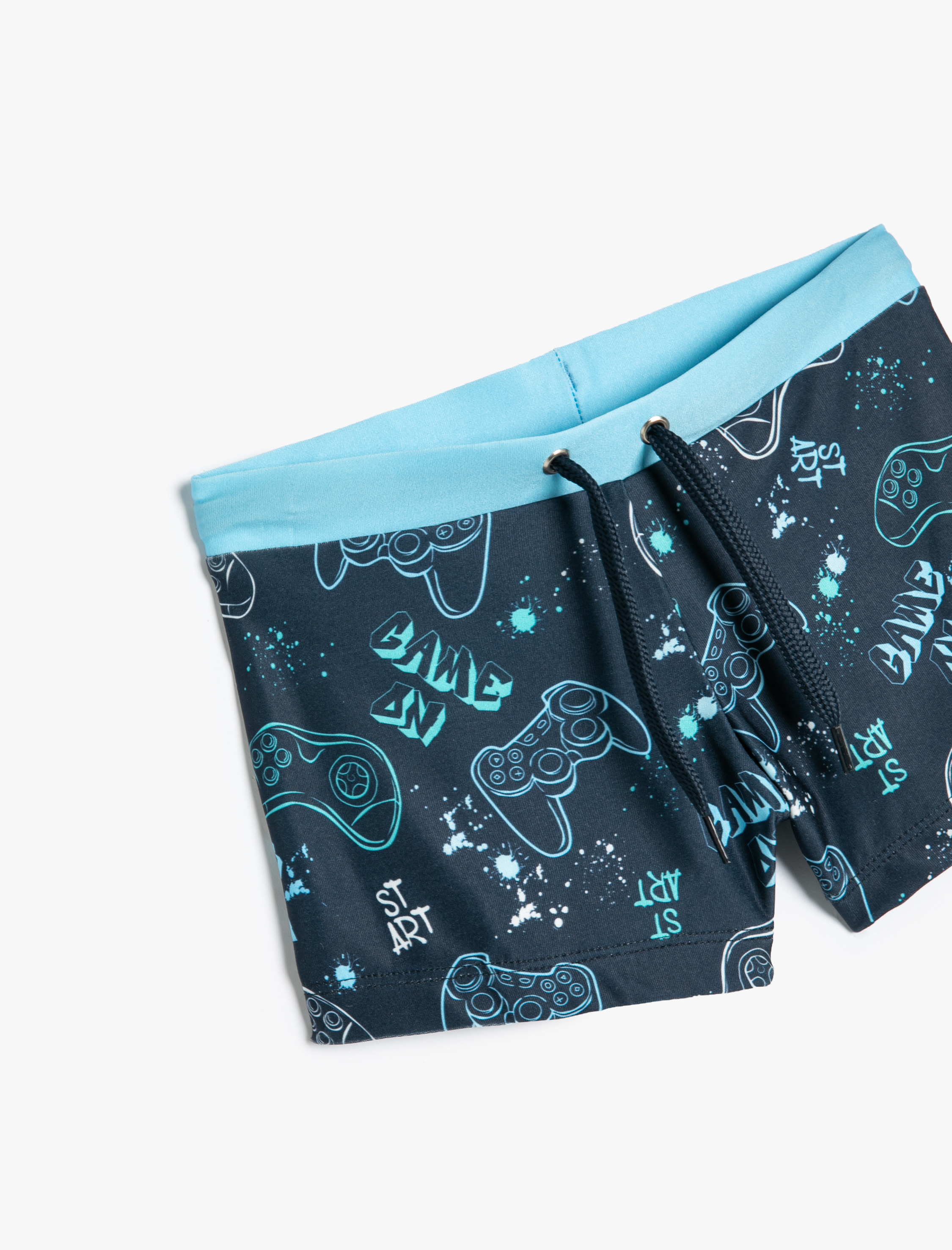  Erkek Çocuk Mayo Köpekbalığı Baskılı Oyun Temalı Beli Bağlamalı