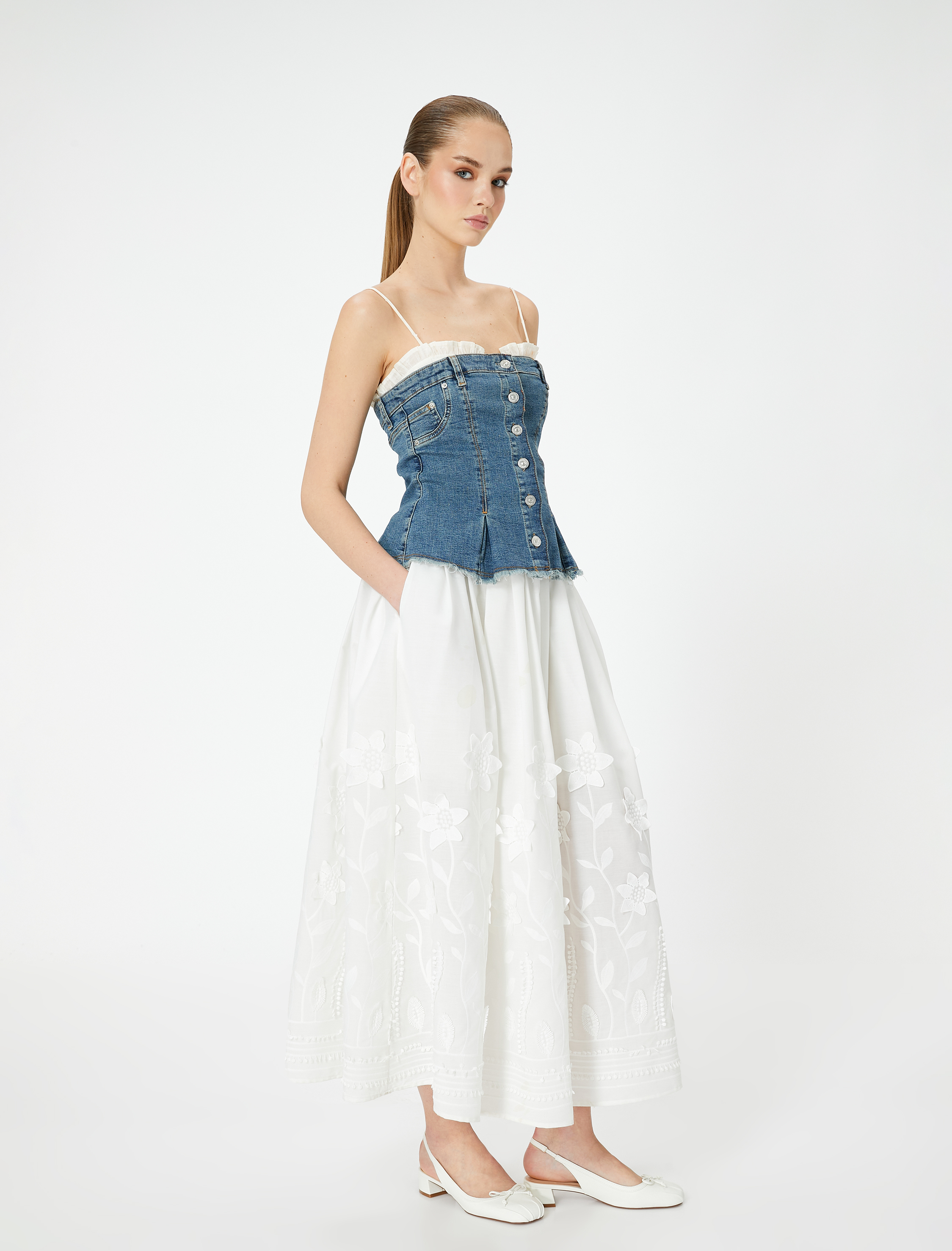   Koton X Sibil Çetinkaya - Çiçekli Midi Etek