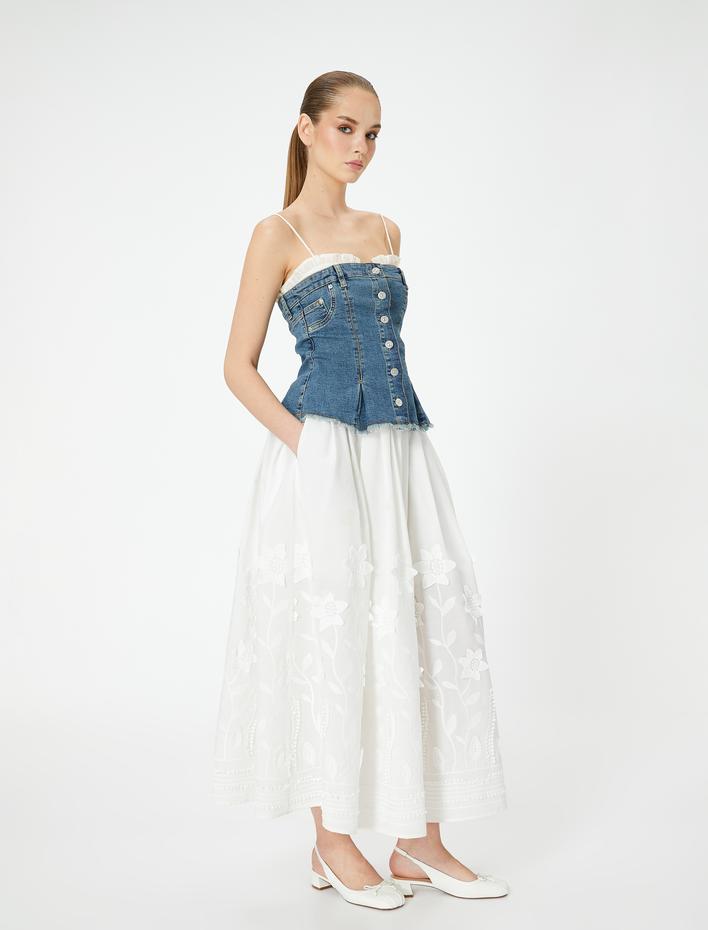  Koton X Sibil Çetinkaya - Çiçekli Midi Etek