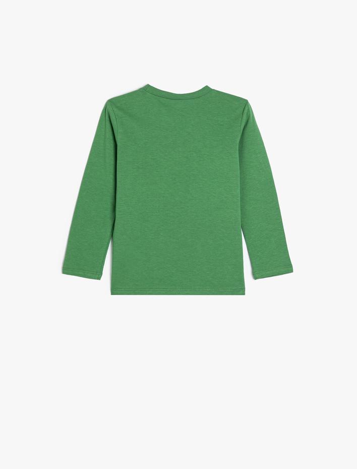 Erkek Bebek Tişört Uzun Kollu Bisiklet Yaka Baskılı Pamuklu