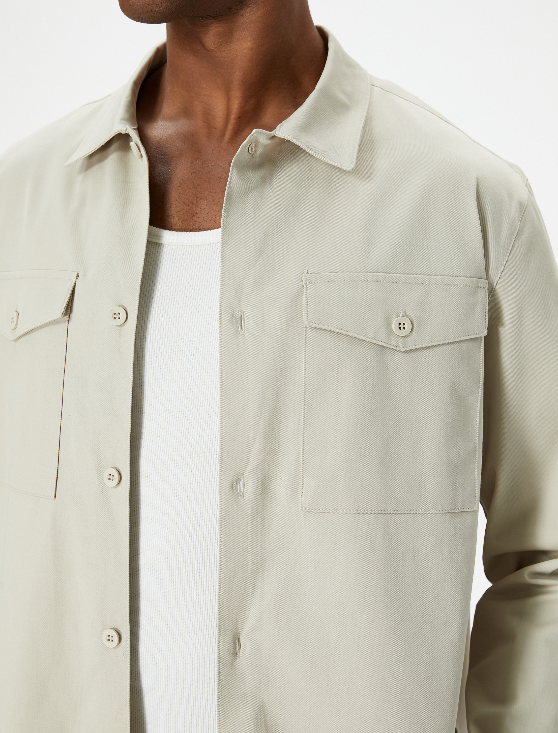   Uzun Kollu Gömlek Cep Detaylı Düğmeli Klasik Yaka Regular Fit