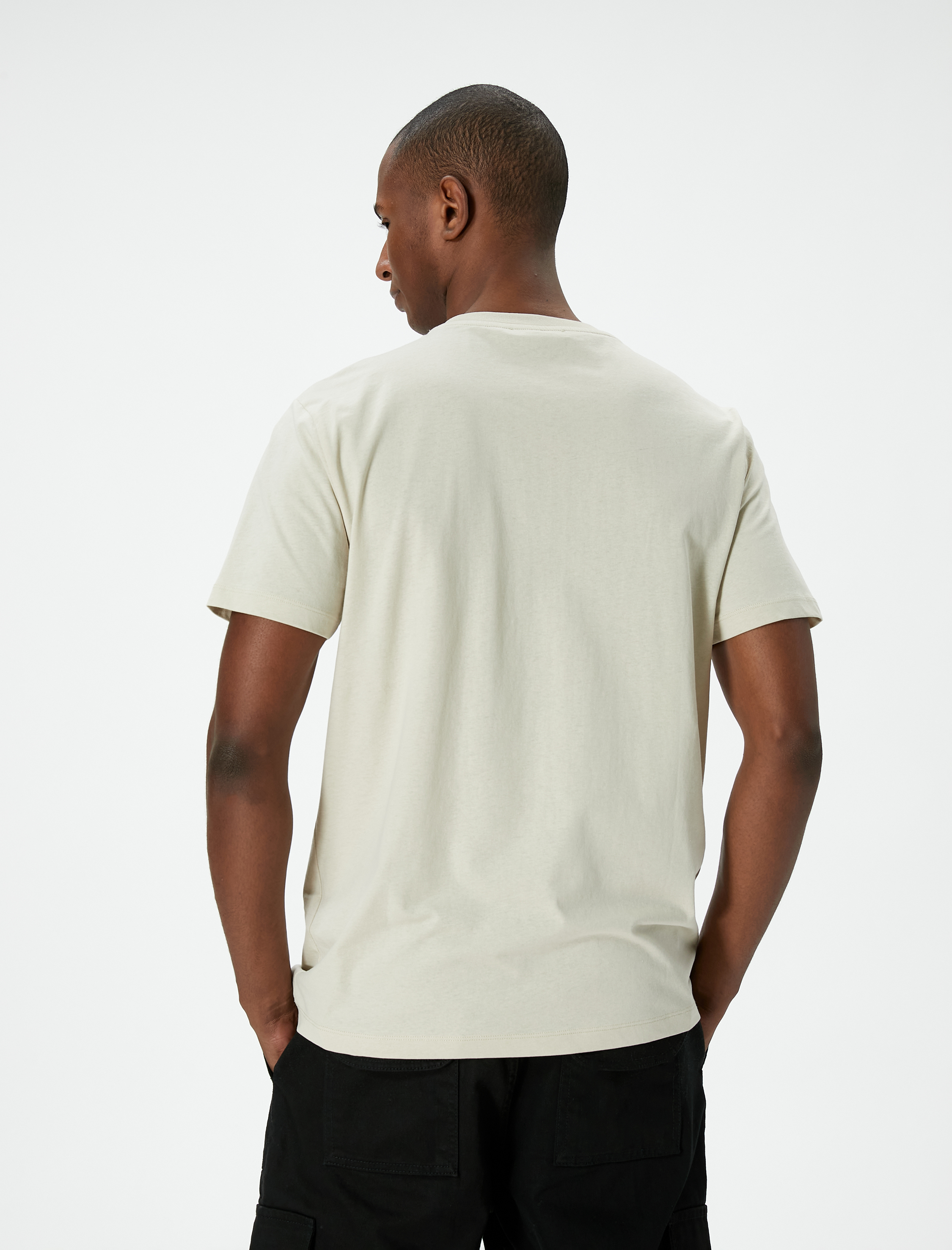   Baskılı Tişört Slim Fit Kısa Kollu Bisiklet Yaka Pamuklu