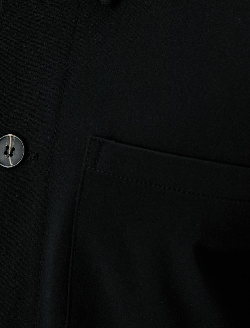   Gömlek Ceket Cep Detaylı Düğmeli Klasik Yaka