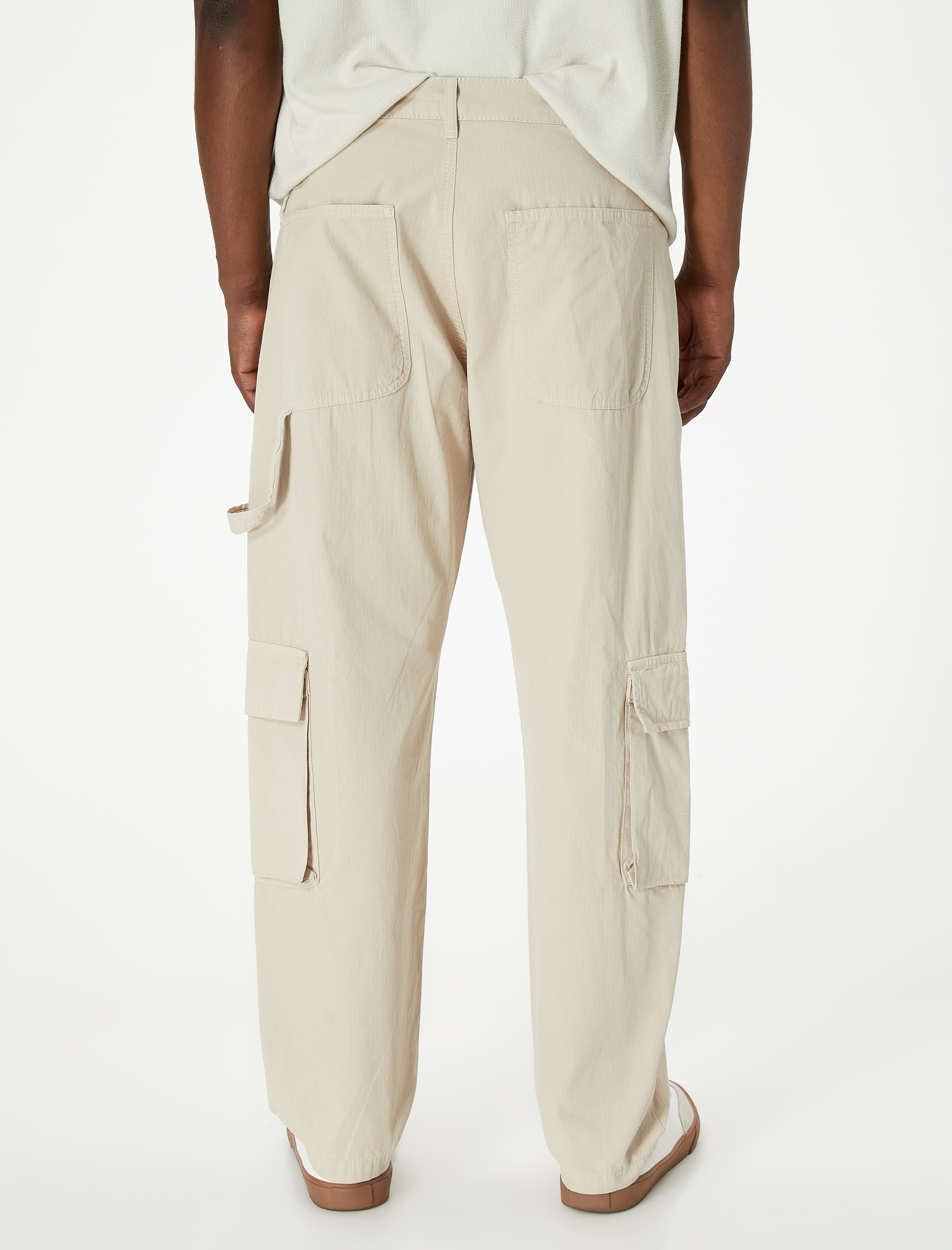   Kargo Cepli Pantolon Düğmeli Bol Paça