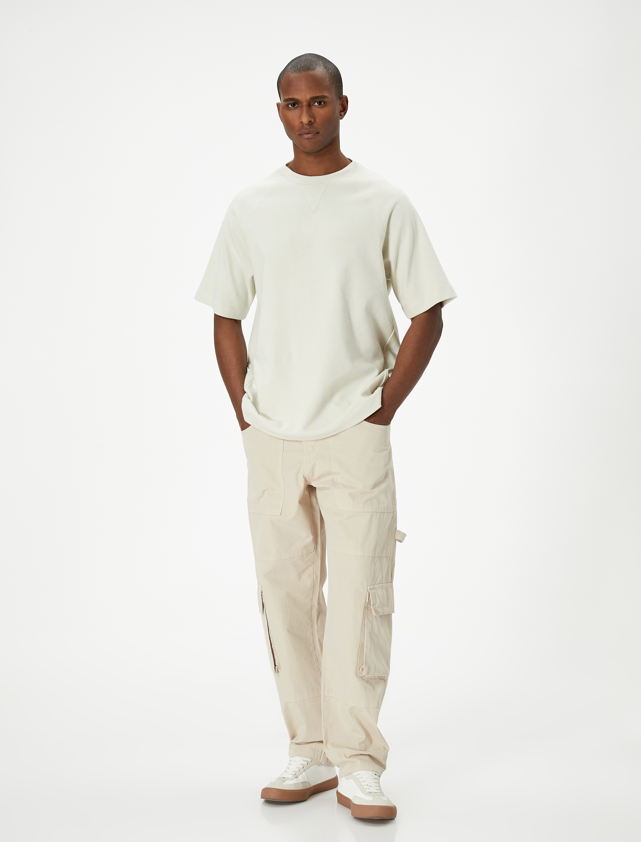   Kargo Cepli Pantolon Düğmeli Bol Paça