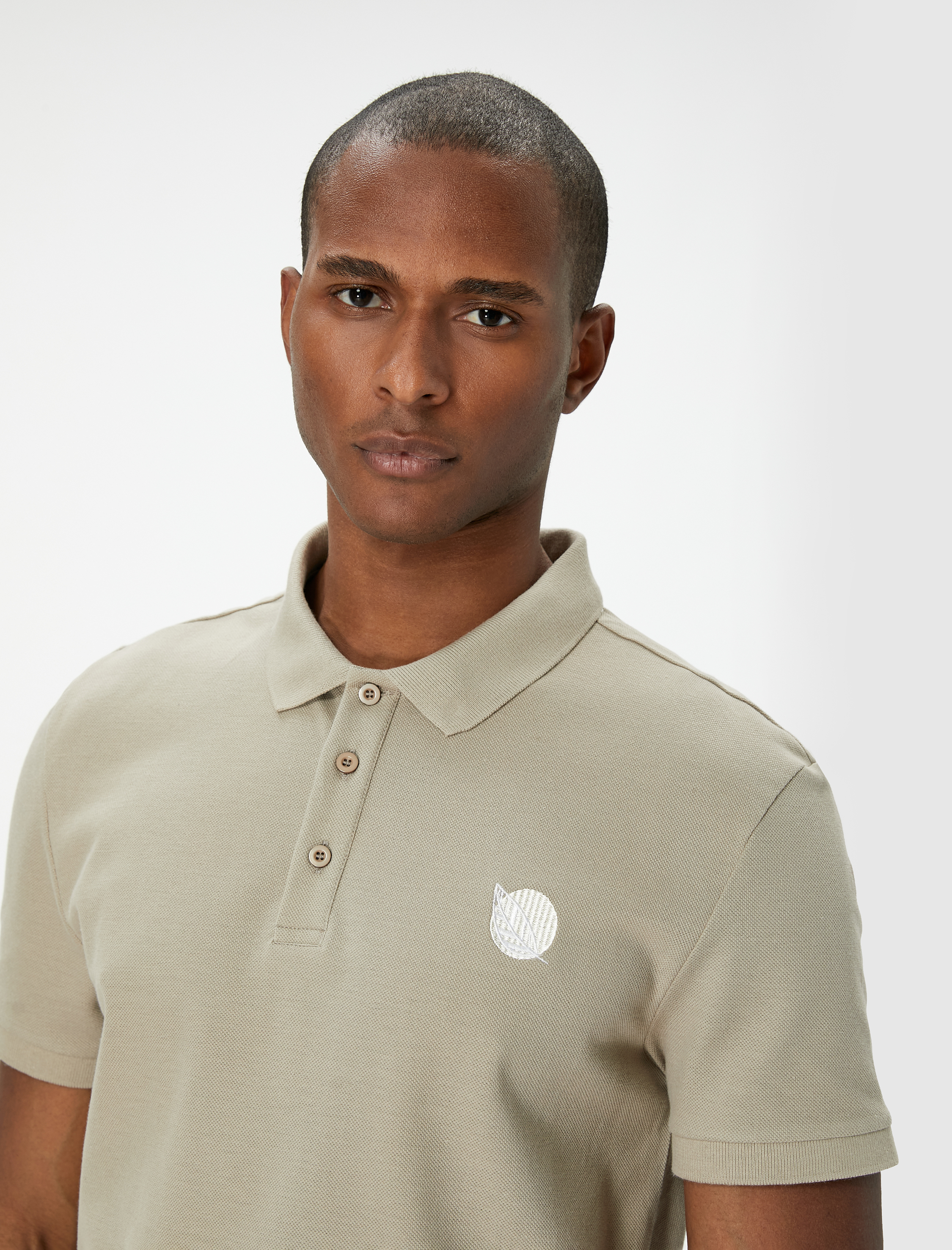   Polo Yaka Tişört Slim Fit Baskılı Düğmeli Kısa Kollu