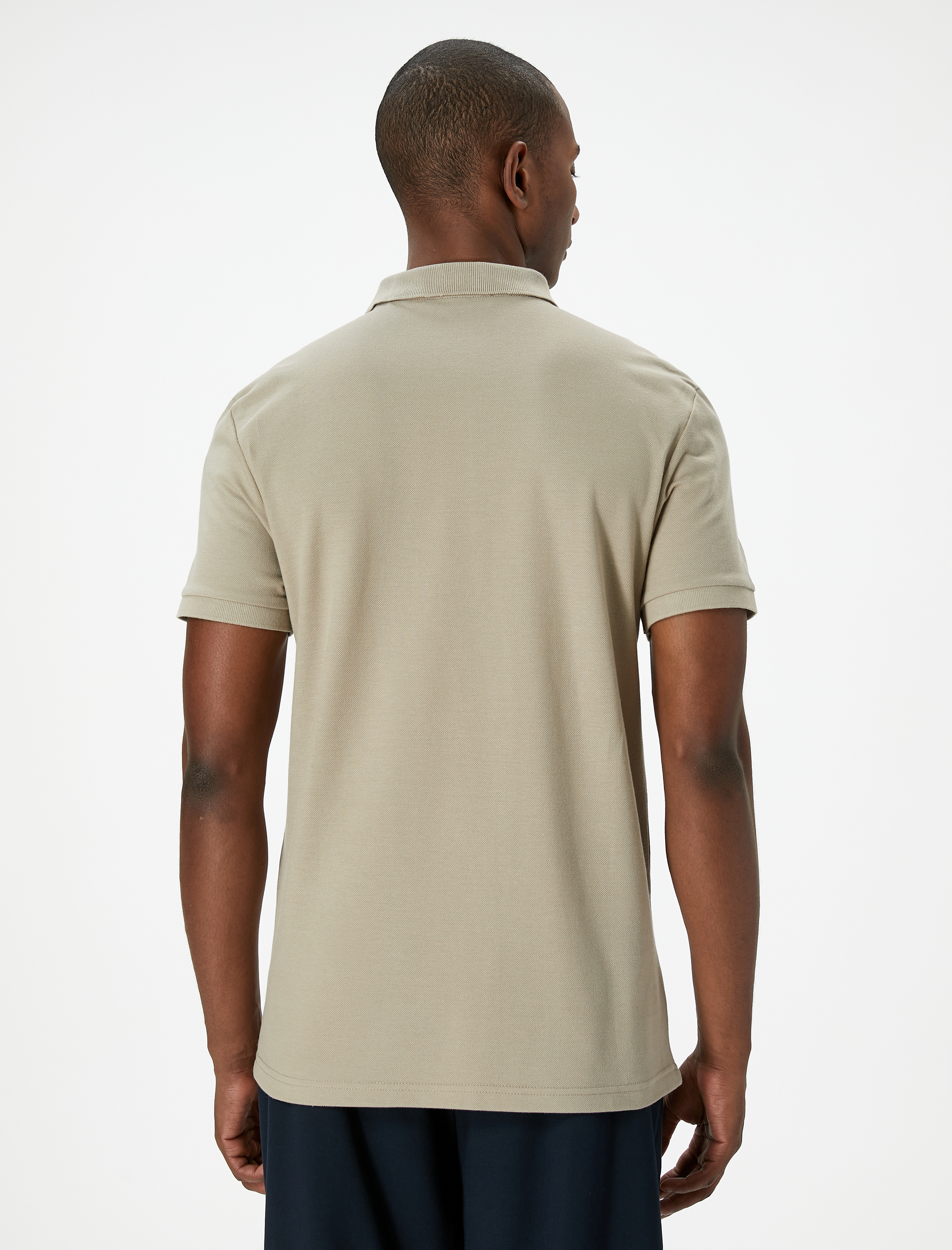   Polo Yaka Tişört Slim Fit Baskılı Düğmeli Kısa Kollu