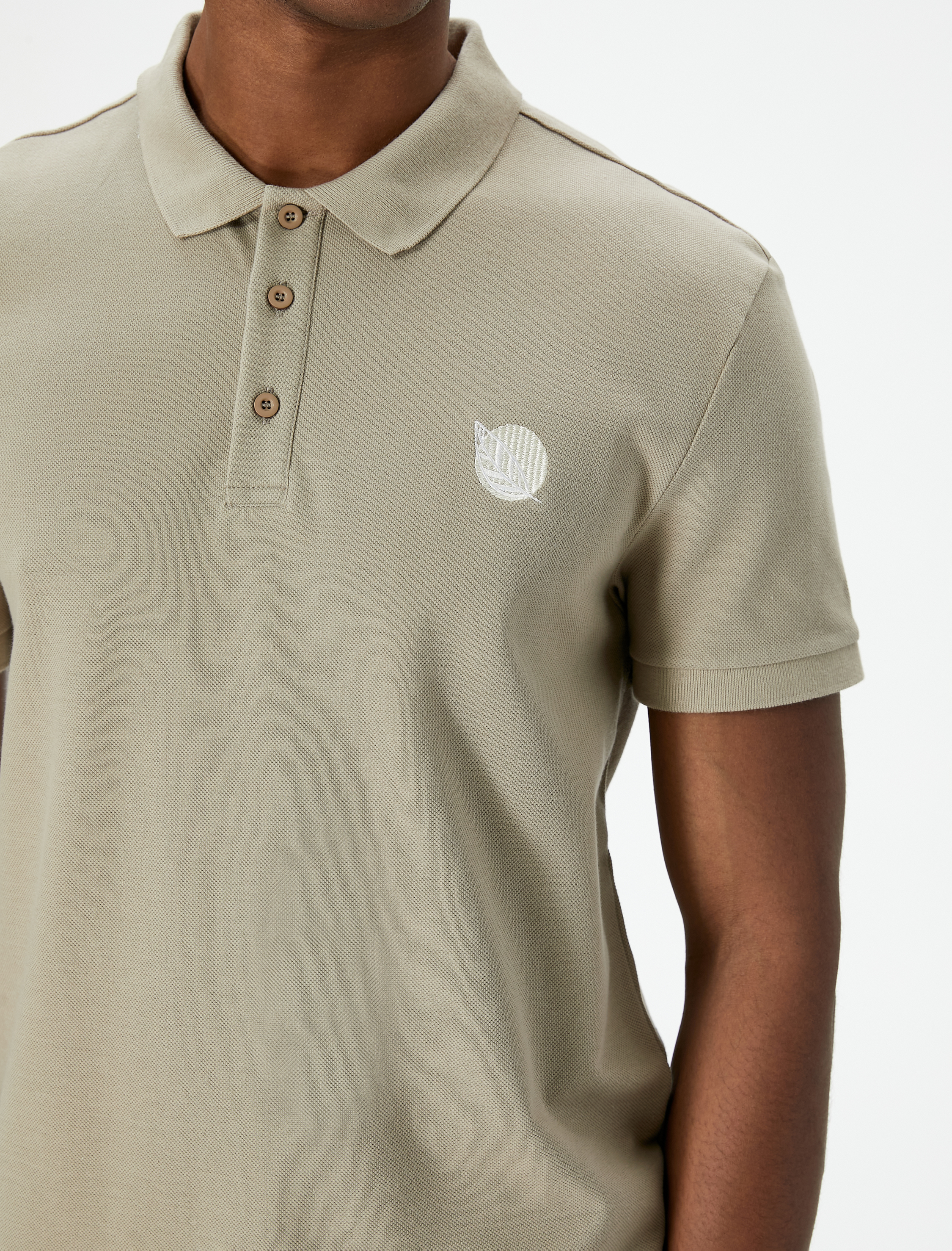   Polo Yaka Tişört Slim Fit Baskılı Düğmeli Kısa Kollu