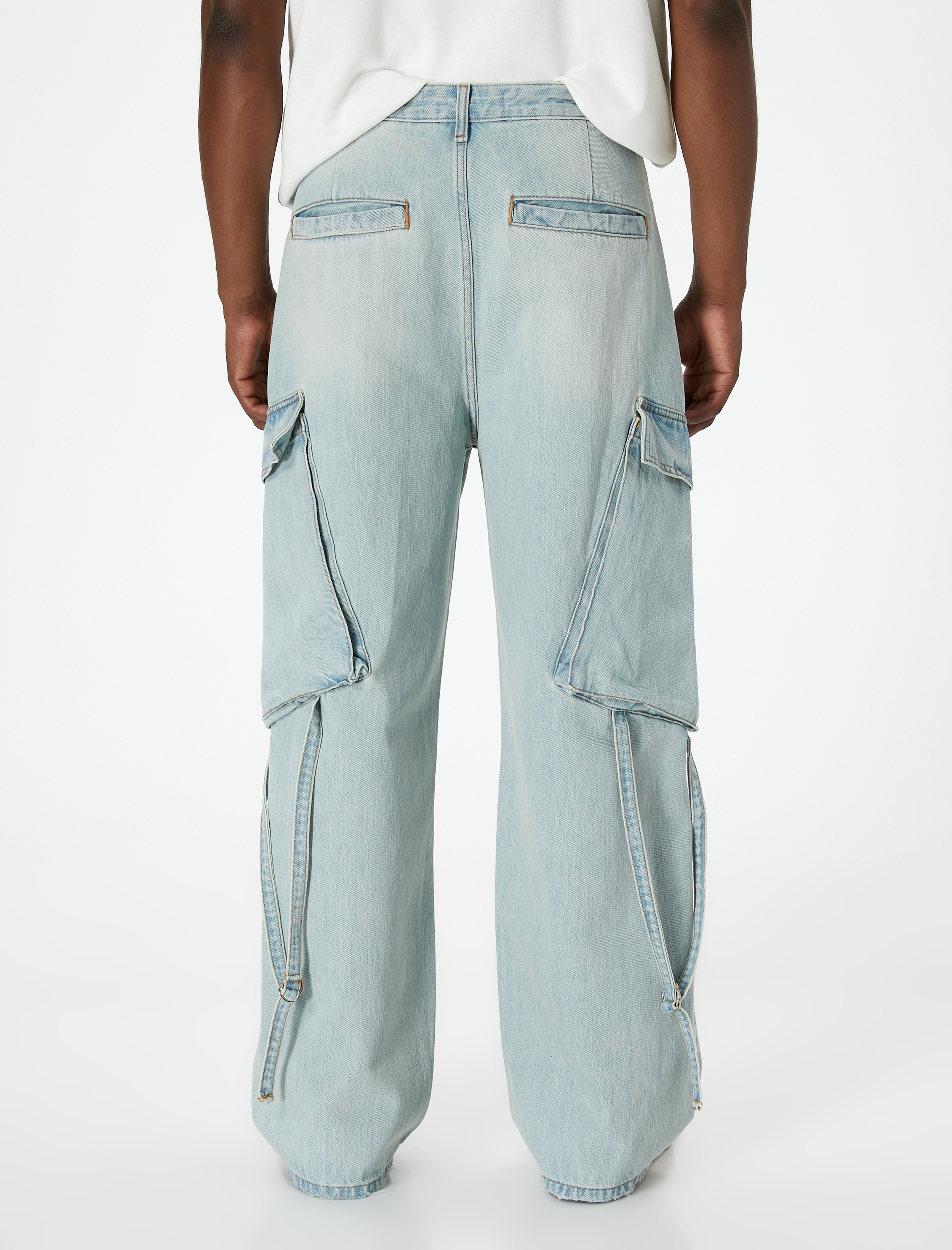   Bol Kot Pantolon Kargo Cepli Düğmeli Geniş Paça