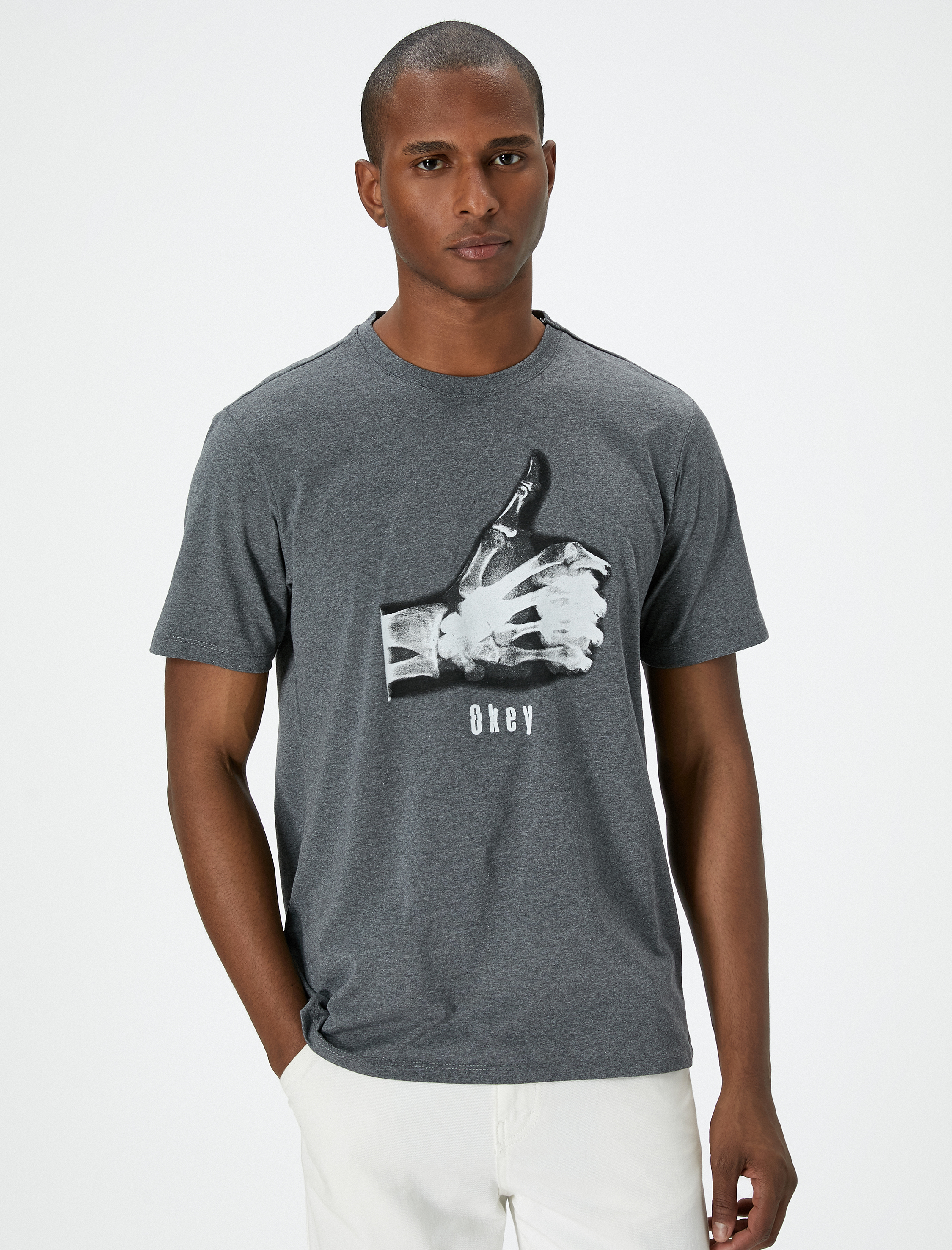   Slogan Baskılı Tişört Kısa Kollu Bisiklet Yaka