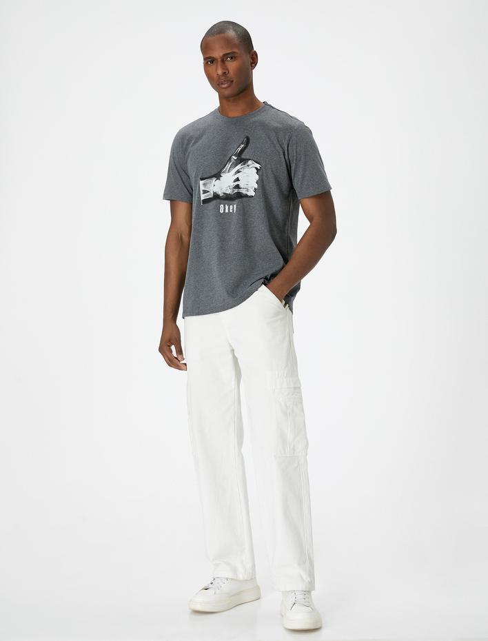  Slogan Baskılı Tişört Kısa Kollu Bisiklet Yaka