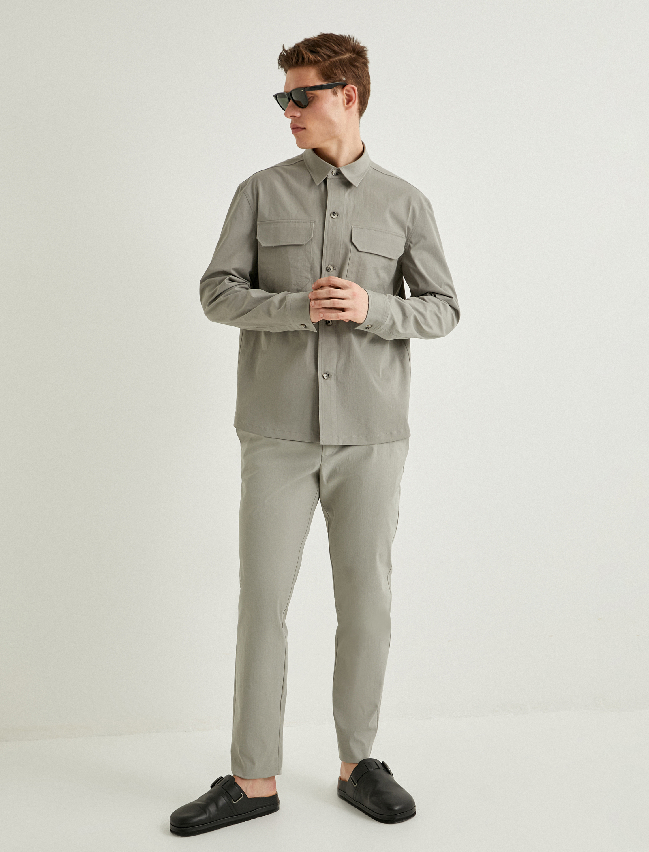   Kumaş Pantolon Düğmeli Chino Cep Detaylı