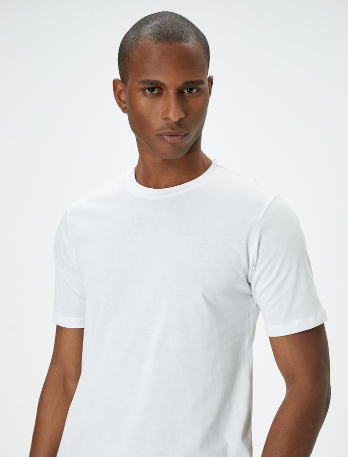  Basic Tişört Slim Fit Kısa Kollu Bisiklet Yaka