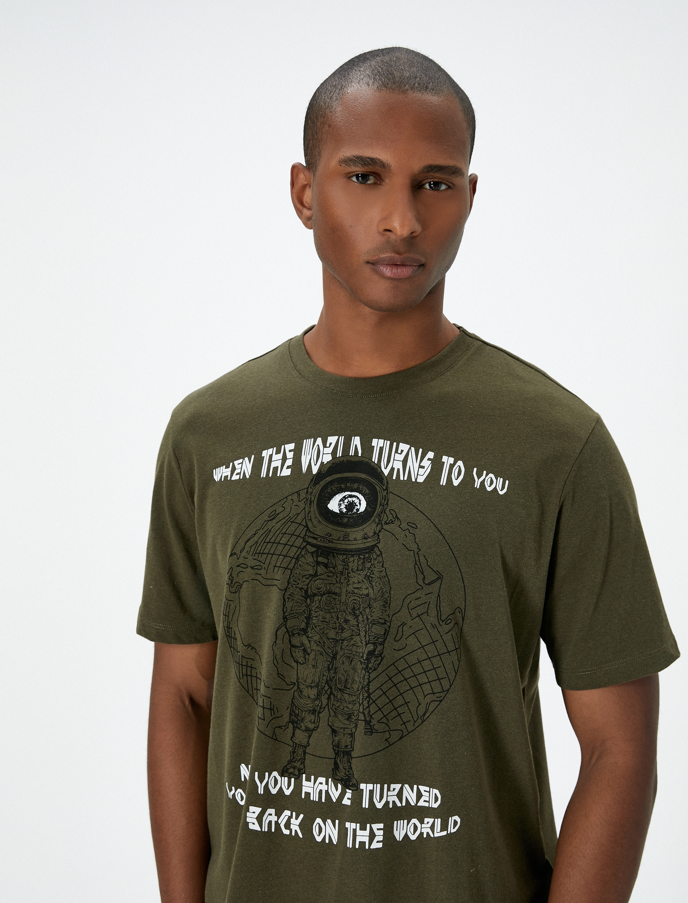   Slogan Baskılı Tişört Kısa Kollu Bisiklet Yaka