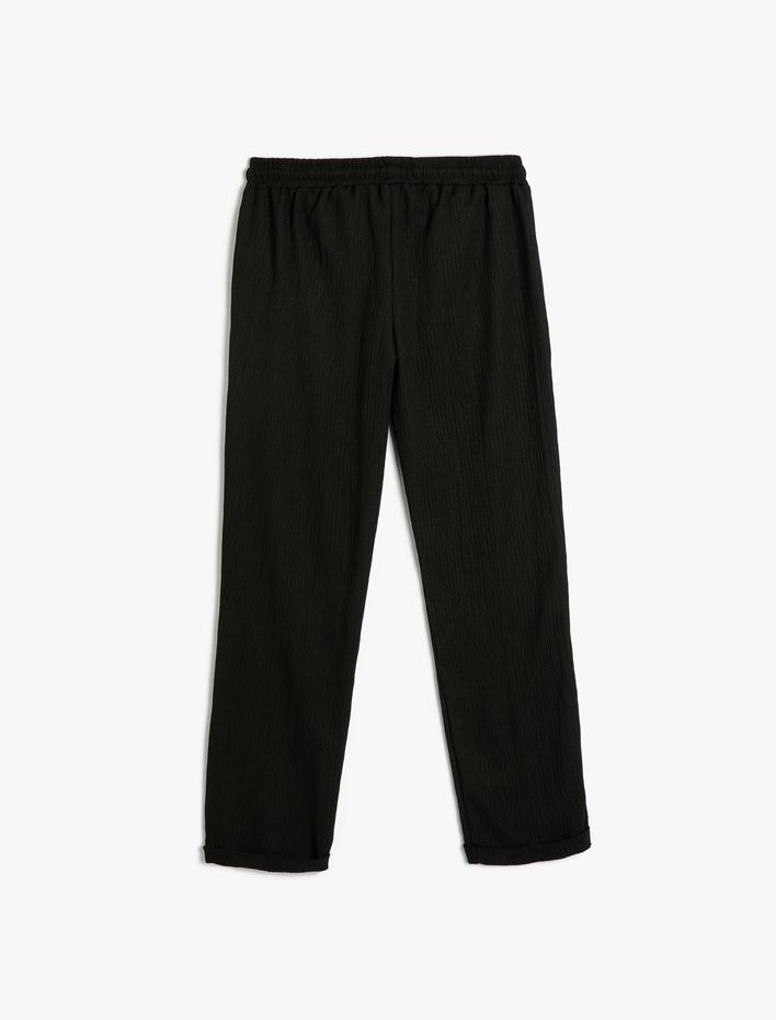  Rahat Kalıp Pantolon Cepli Beli Bağlamalı Bürümcük