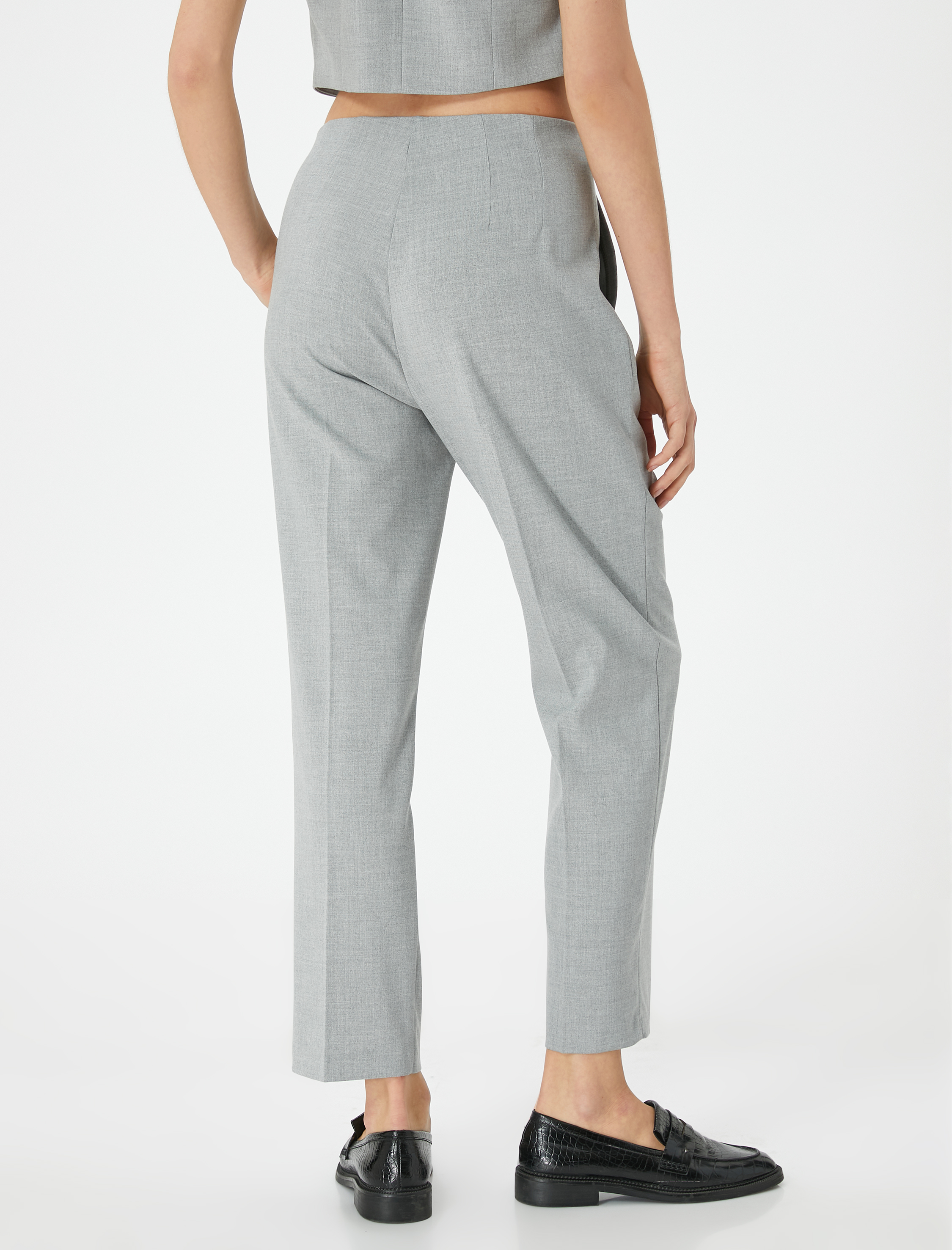   Cigarette Kumaş Pantolon Yüksek Bel Slim Fit Cep Dtaylı