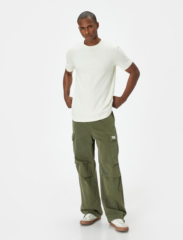 Basic Tişört Slim Fit Bisiklet Yaka Kısa Kollu Dokulu_0