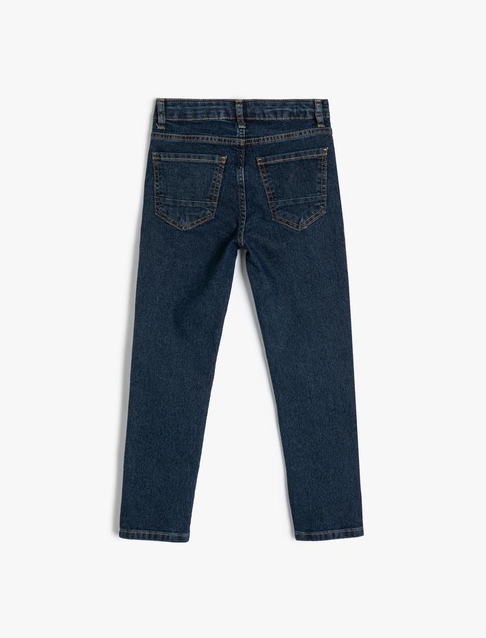 Erkek Çocuk Kot Pantolon Ayarlanabilir Lastikli Pamuklu - Slim Jean