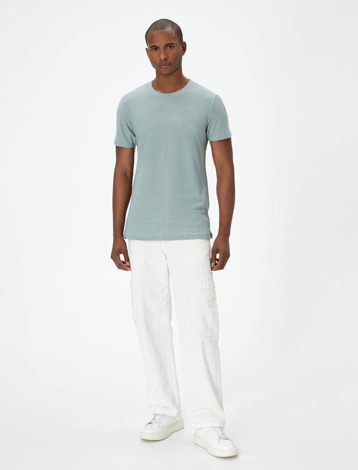  Basic Tişört Slim Fit Bisiklet Yaka Kısa Kollu