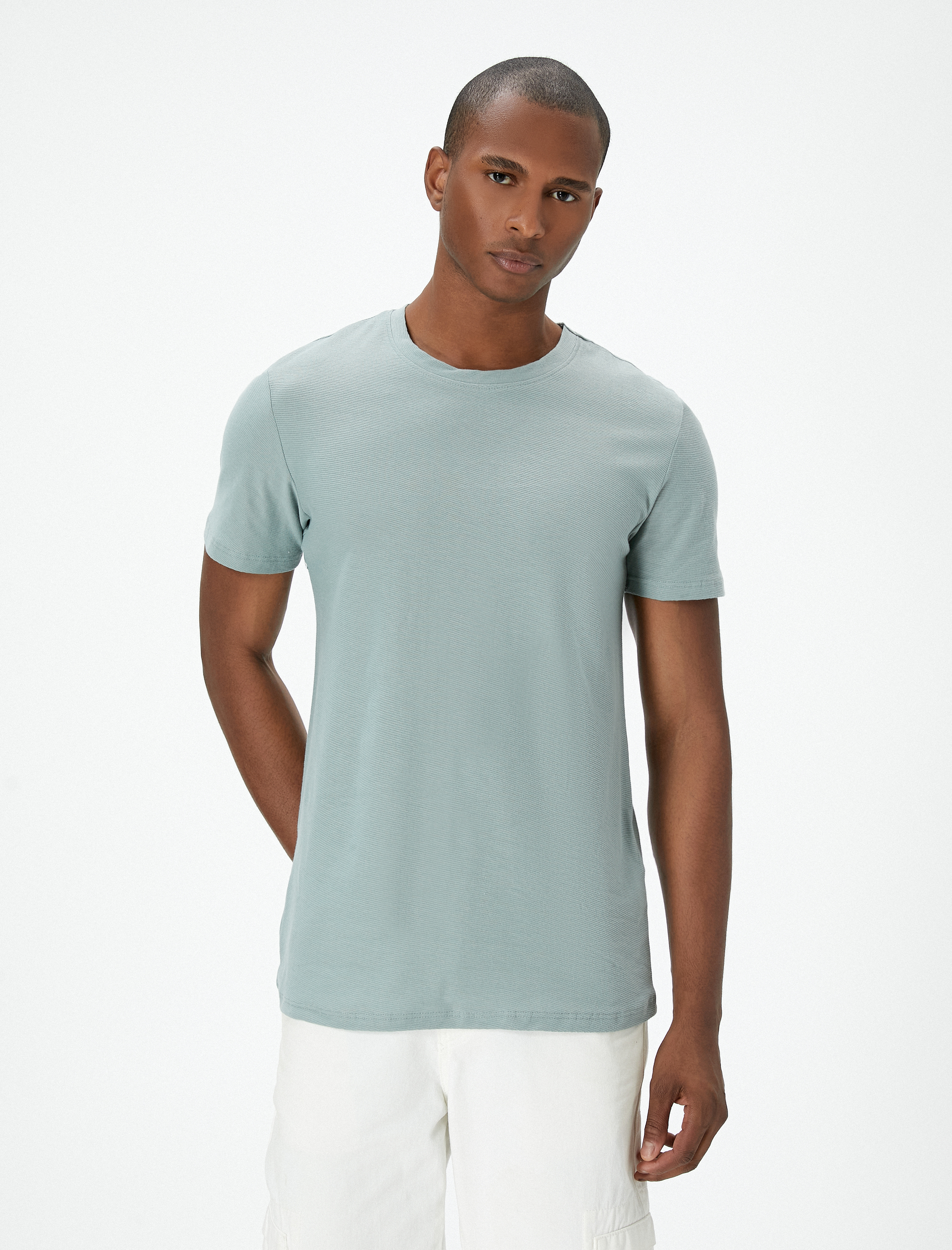 Basic Tişört Slim Fit Bisiklet Yaka Kısa Kollu
