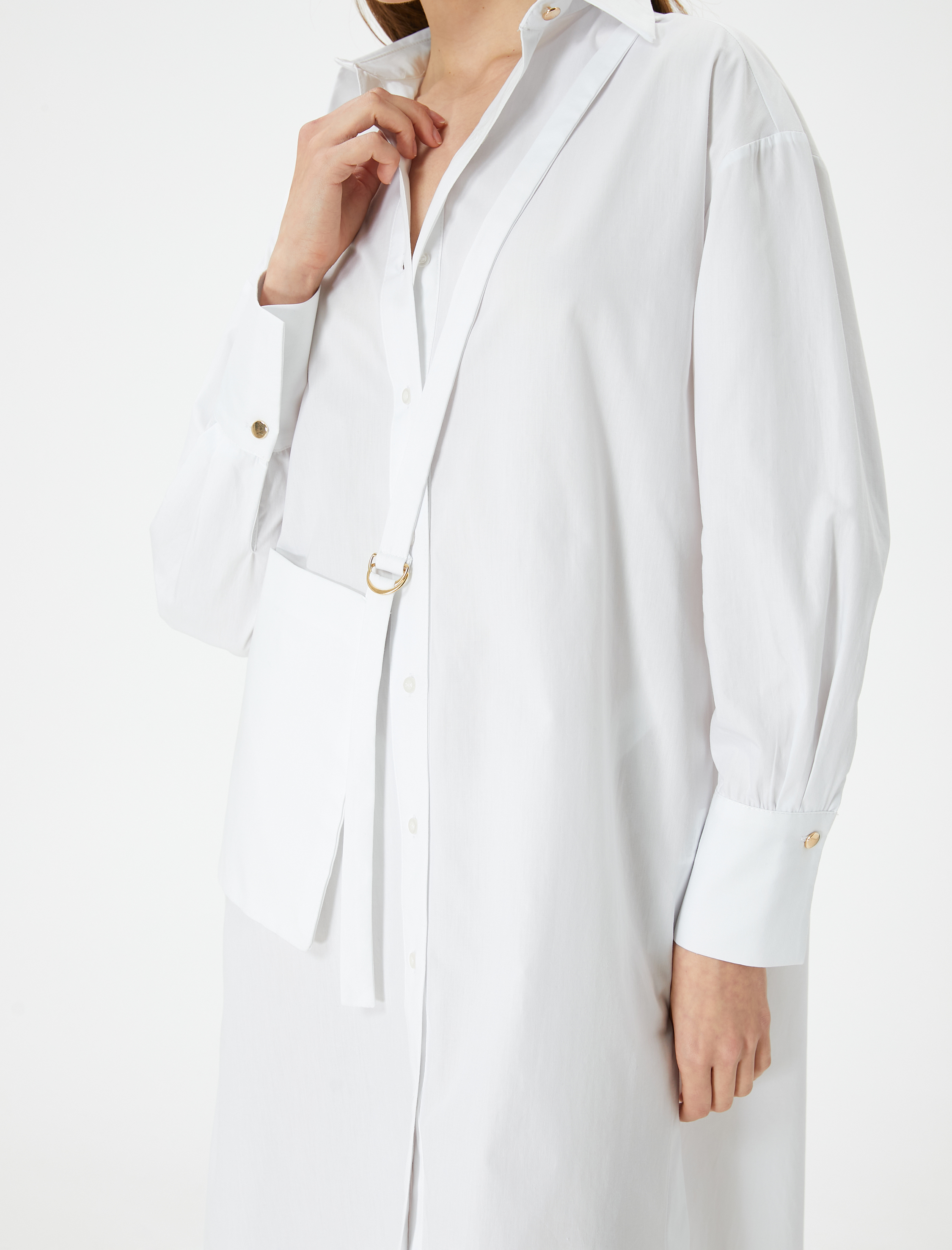   Midi Gömlek Elbise Rahat Kesim Düğmeli Pamuklu