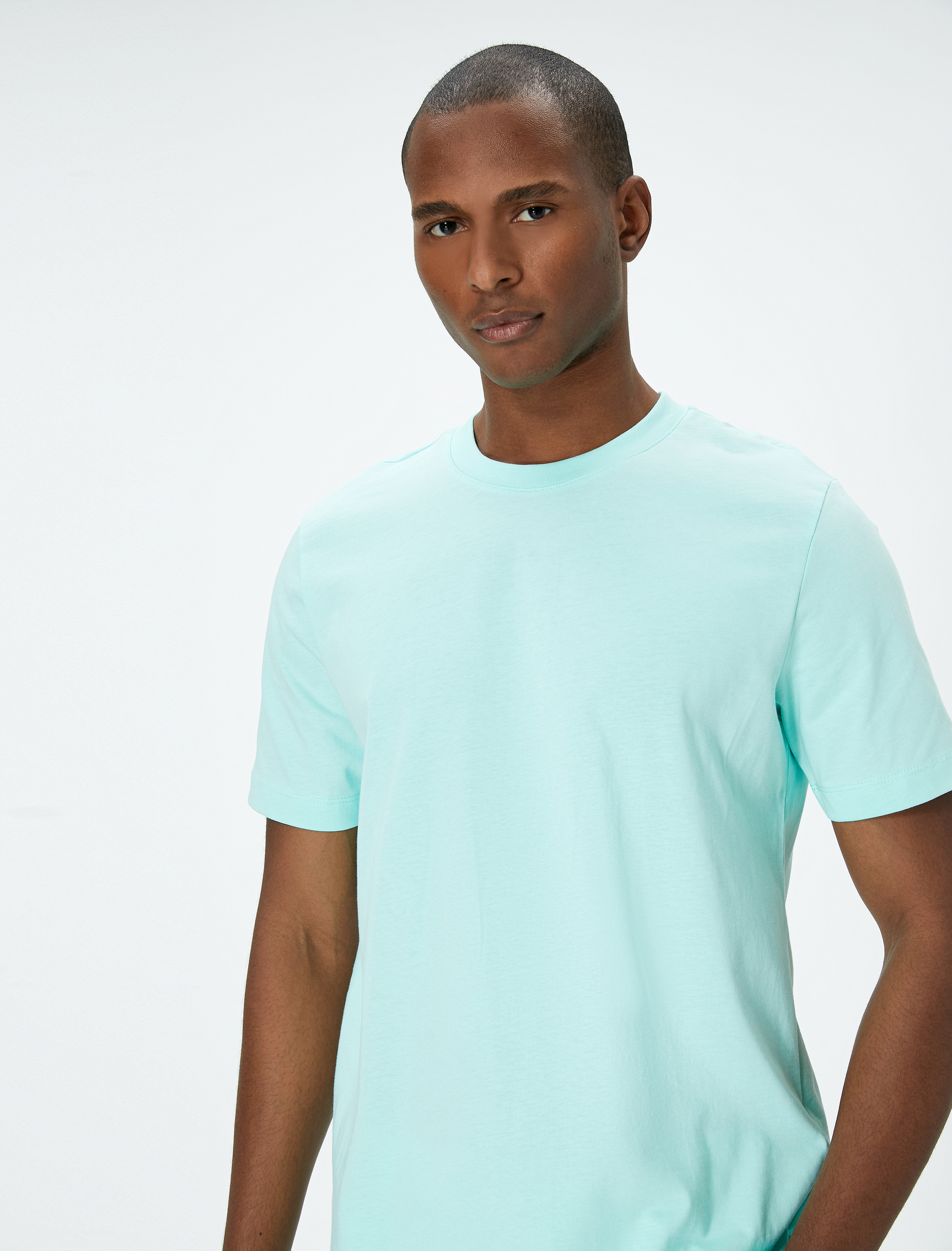   Basic Tişört Bisiklet Yaka Kısa Kollu Pamuklu