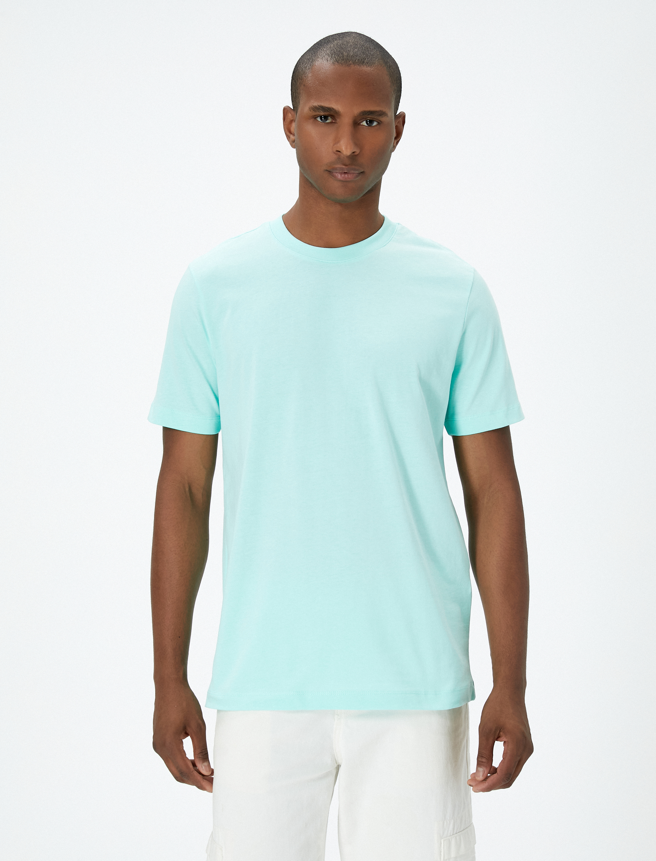   Basic Tişört Bisiklet Yaka Kısa Kollu Pamuklu