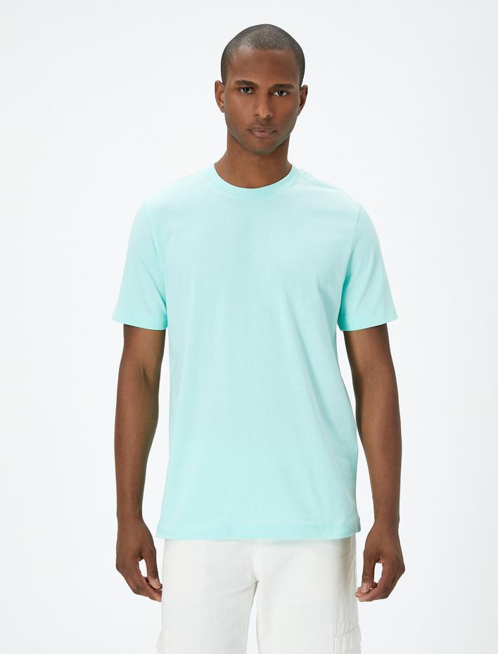  Basic Tişört Bisiklet Yaka Kısa Kollu Pamuklu