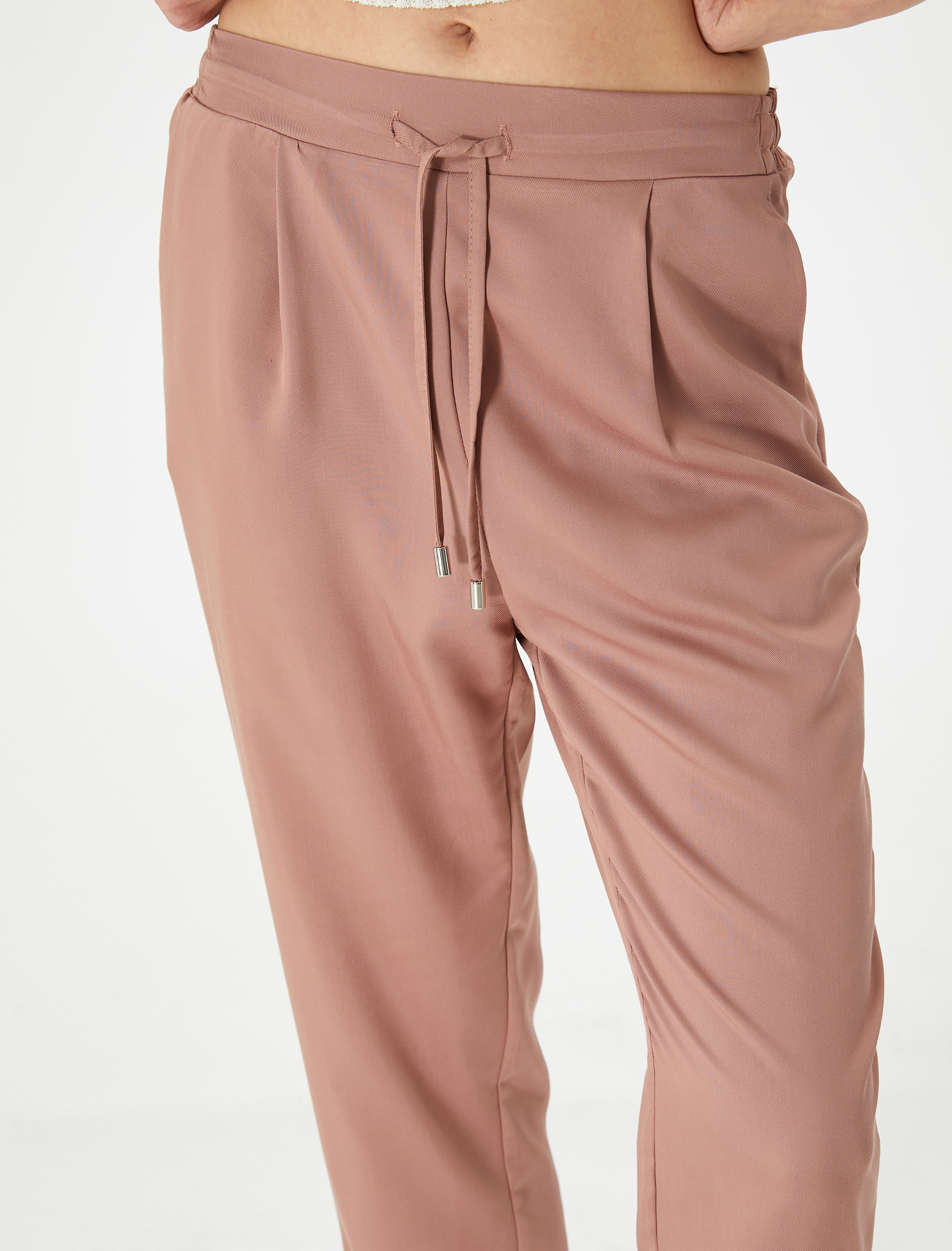   Chino Pantolon Bağcıklı Yüksek Bel Cep Detaylı