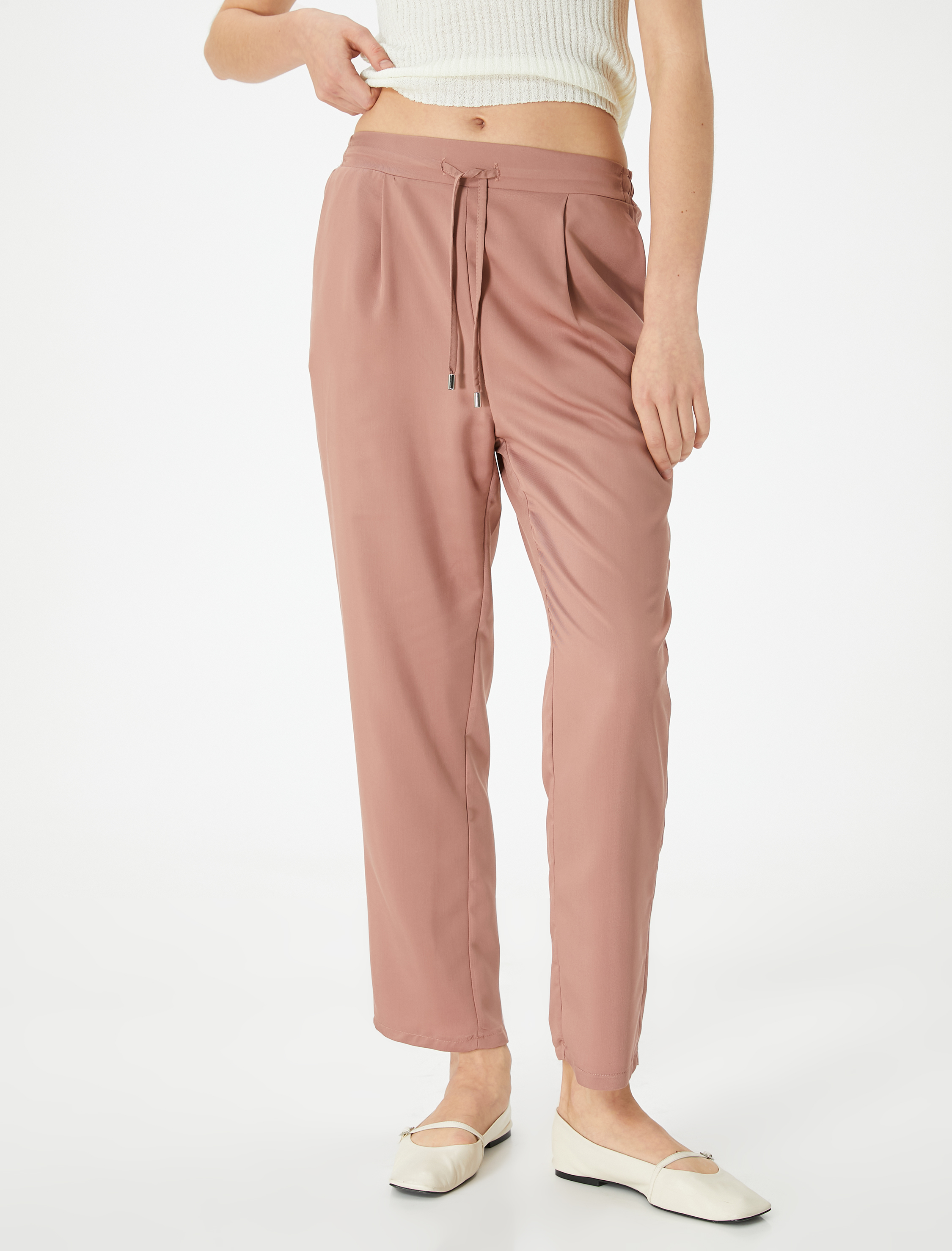   Chino Pantolon Bağcıklı Yüksek Bel Cep Detaylı