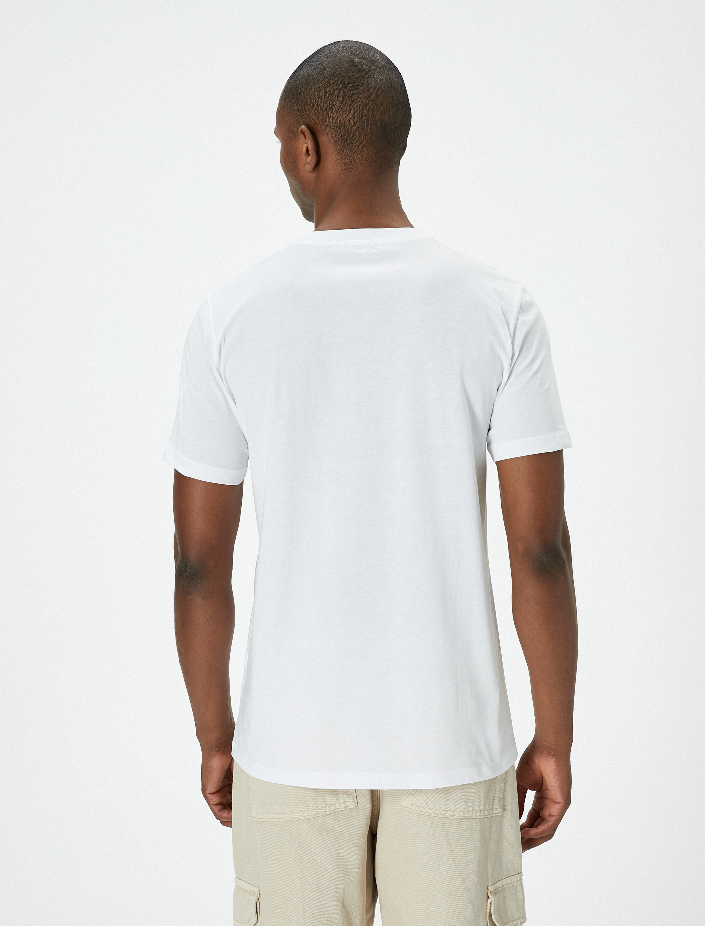   Slogan Baskılı Pamuklu Bisiklet Yaka Slim Fit Tişört