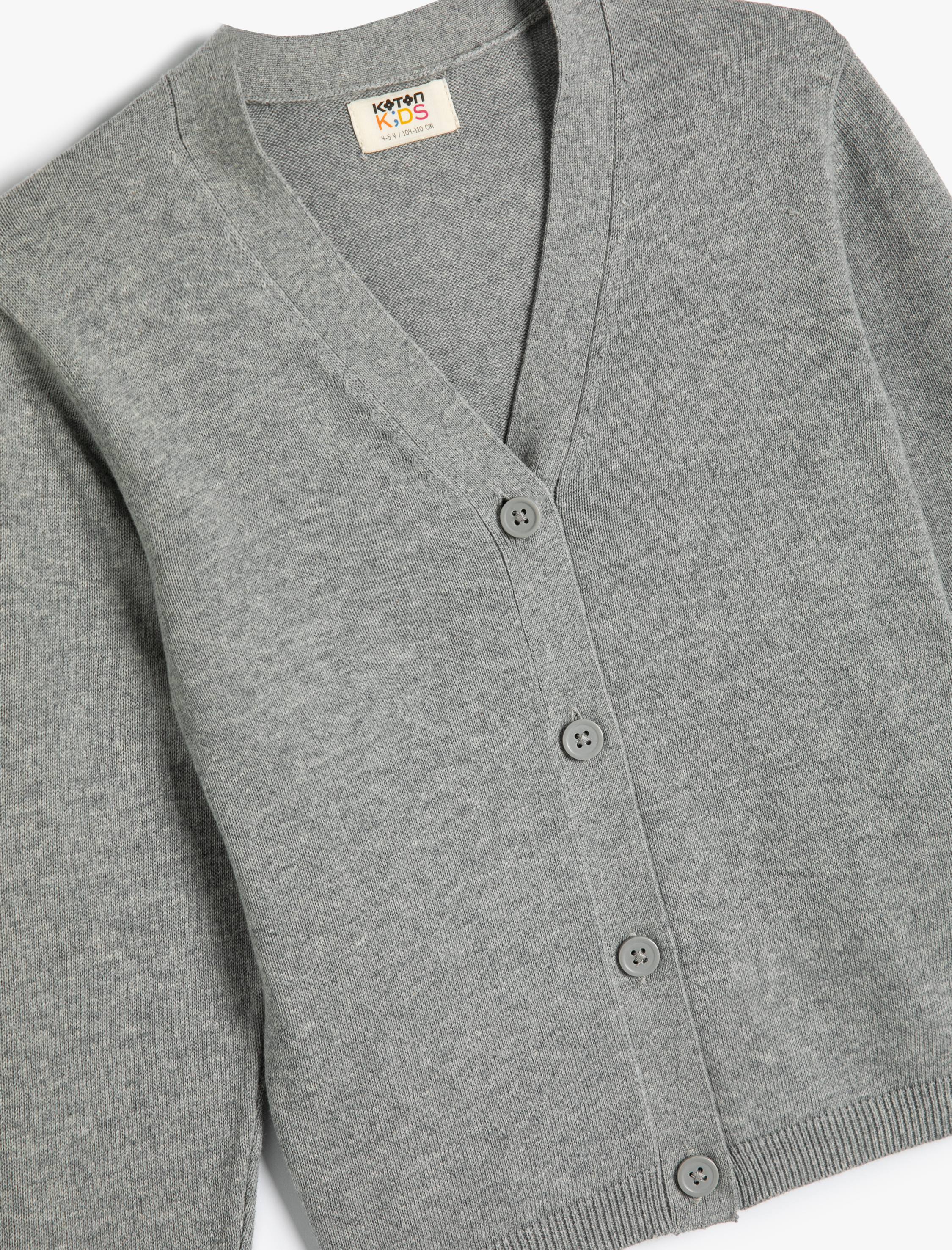  Erkek Çocuk V Yaka Düğmeli Pamuklu Basic Hırka