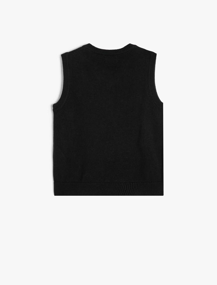 Erkek Çocuk V Yaka Kolsuz Pamuklu Basic Okul Süveteri