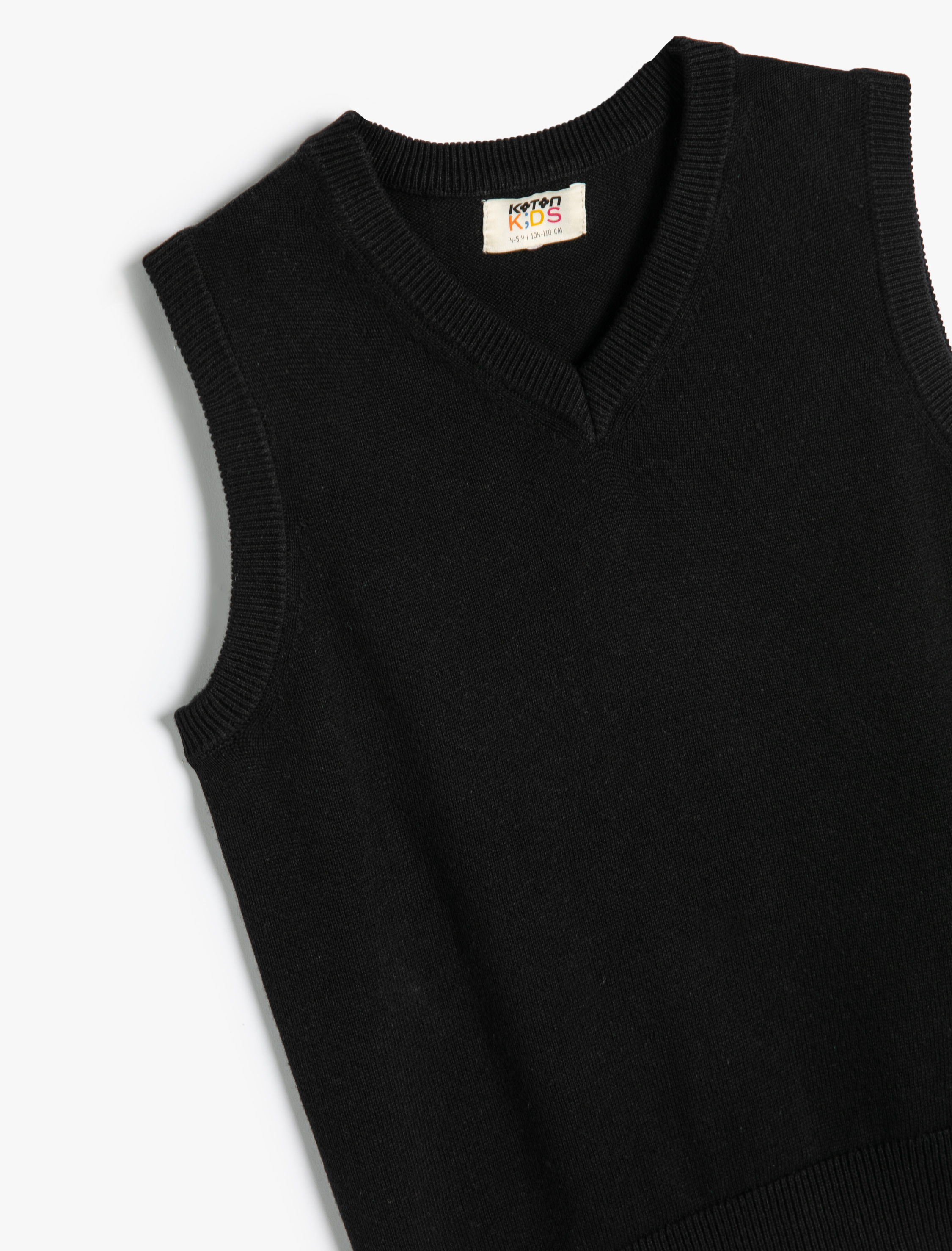  Erkek Çocuk V Yaka Kolsuz Pamuklu Basic Süveter