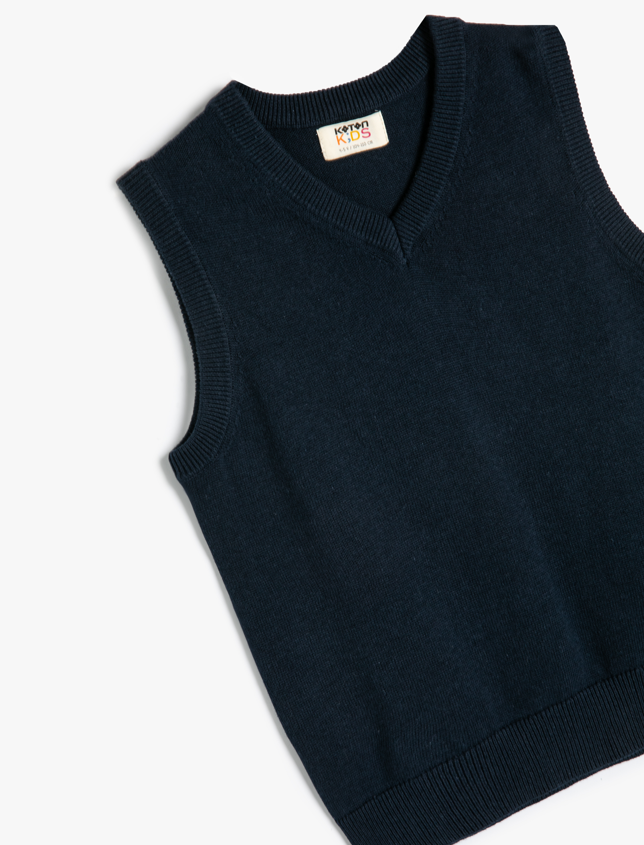  Erkek Çocuk V Yaka Kolsuz Pamuklu Basic Süveter