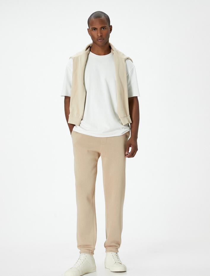  Beli Bağcıklı Cep Detaylı Şardonlu Jogger Eşofman Altı