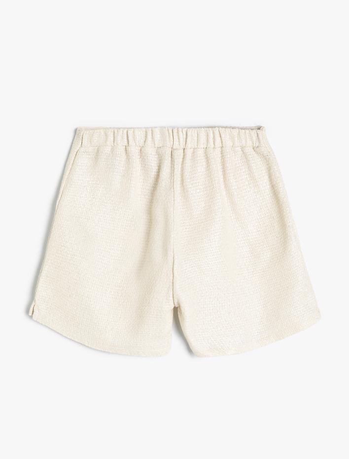 Kız Çocuk Tüvit Şort Etek Dokulu Düğme Detaylı