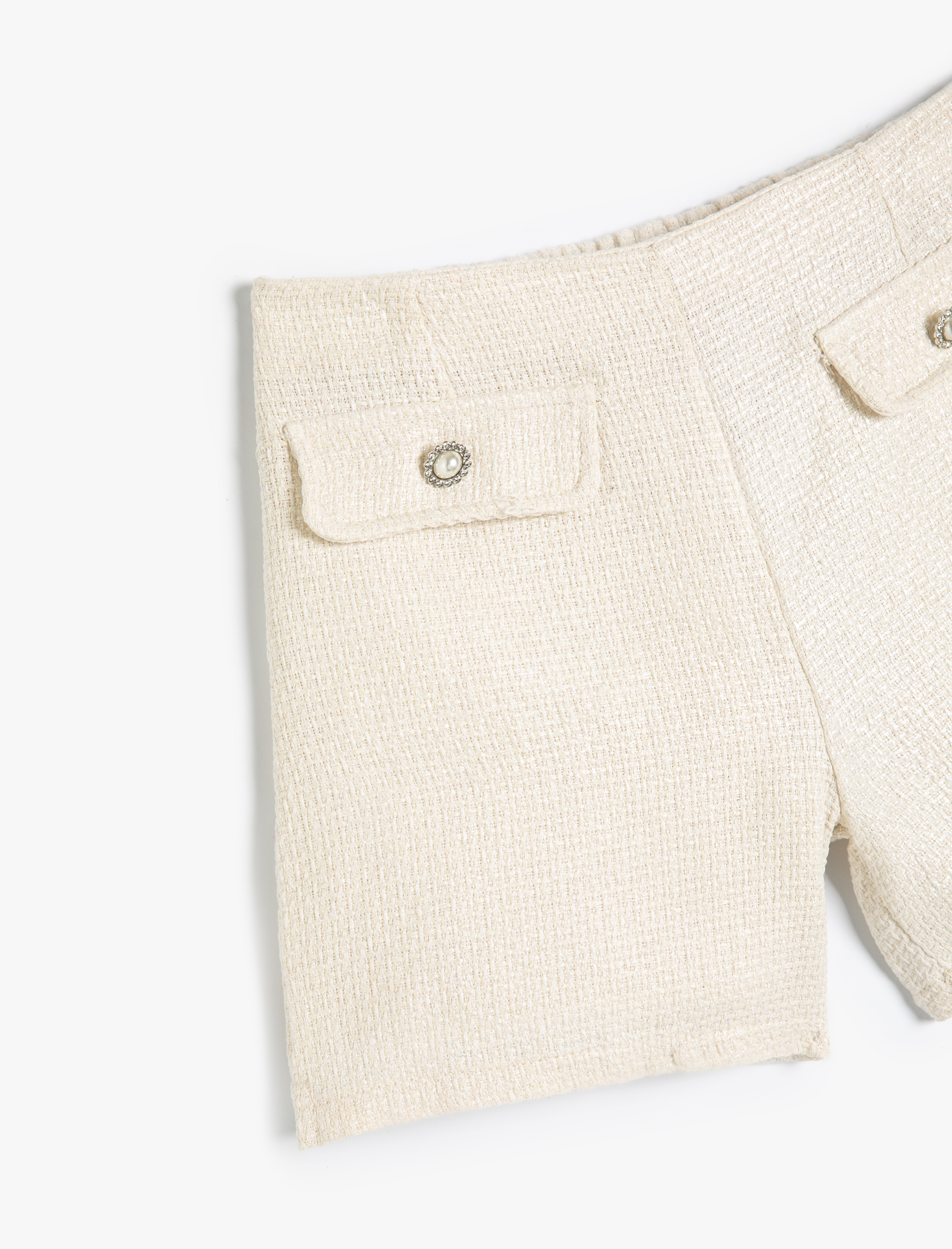  Kız Çocuk Tüvit Şort Etek Dokulu Düğme Detaylı