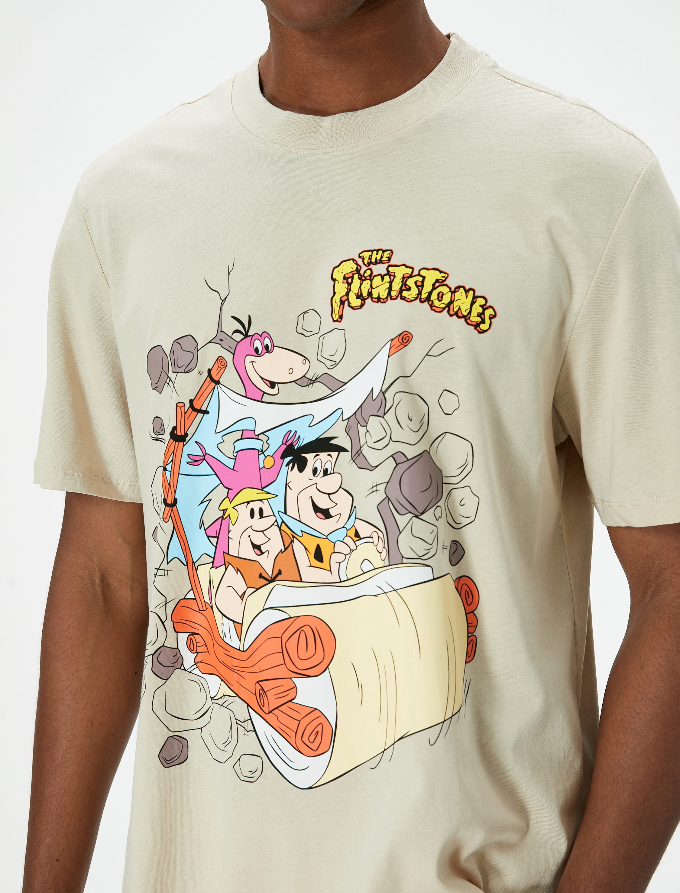   Taş Devri Tişört Lisanslı Kısa Kollu Bisiklet Yaka Pamuklu