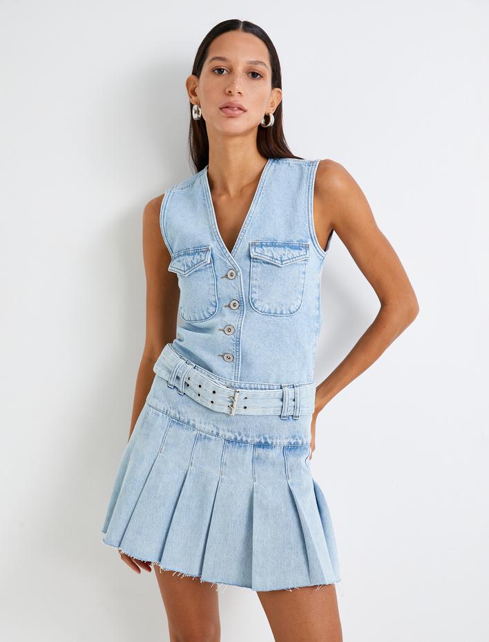  Kot Yelek V Yaka Düğme Detaylı Cepli