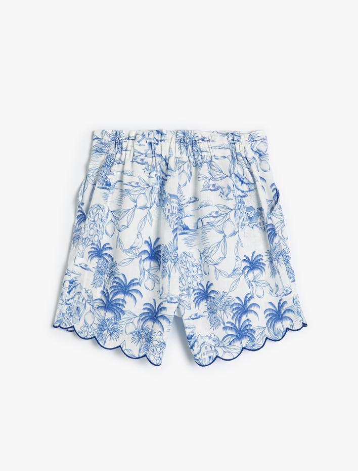 Kız Çocuk Şort Etek Baskılı Beli Lastikli