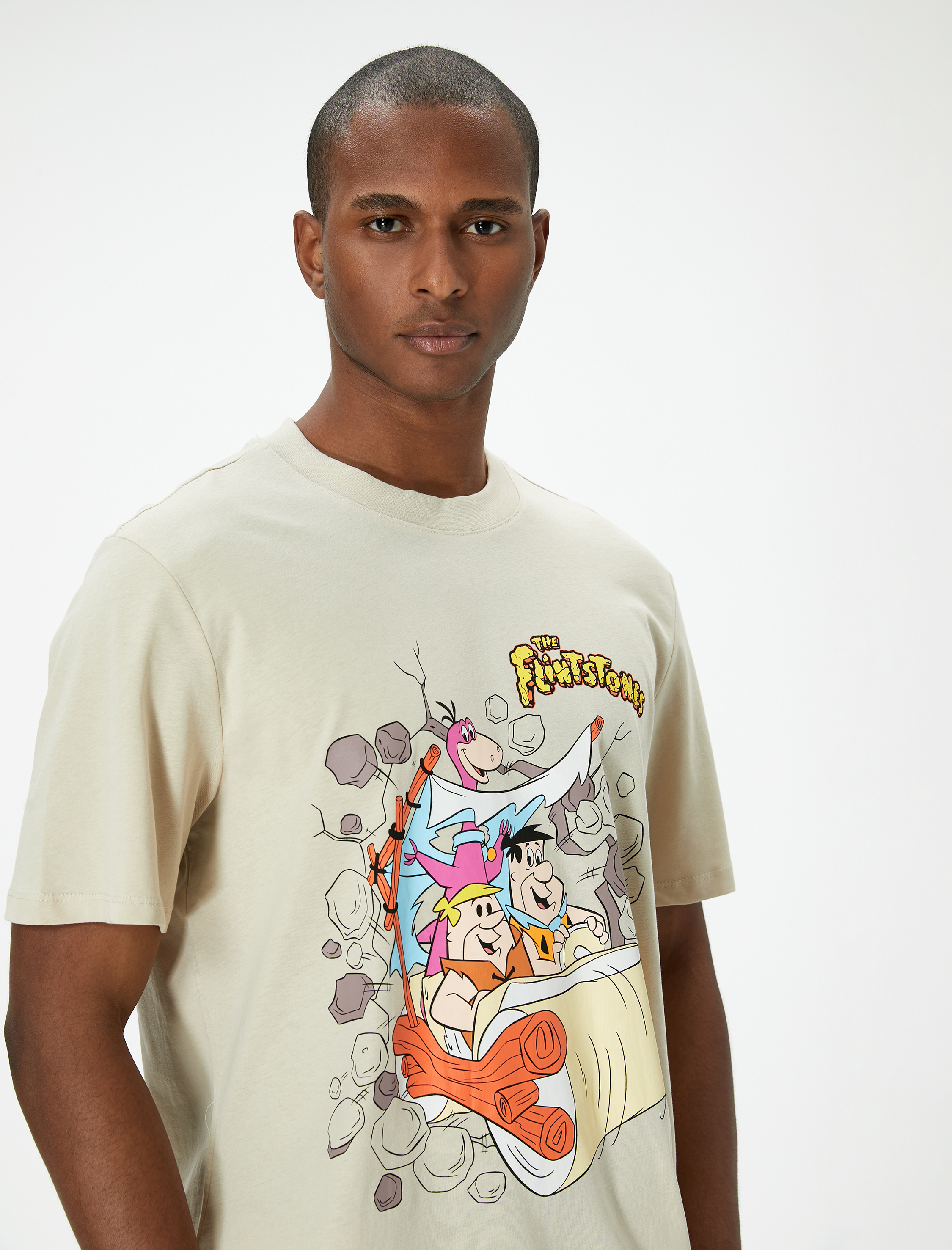   Taş Devri Tişört Lisanslı Kısa Kollu Bisiklet Yaka Pamuklu