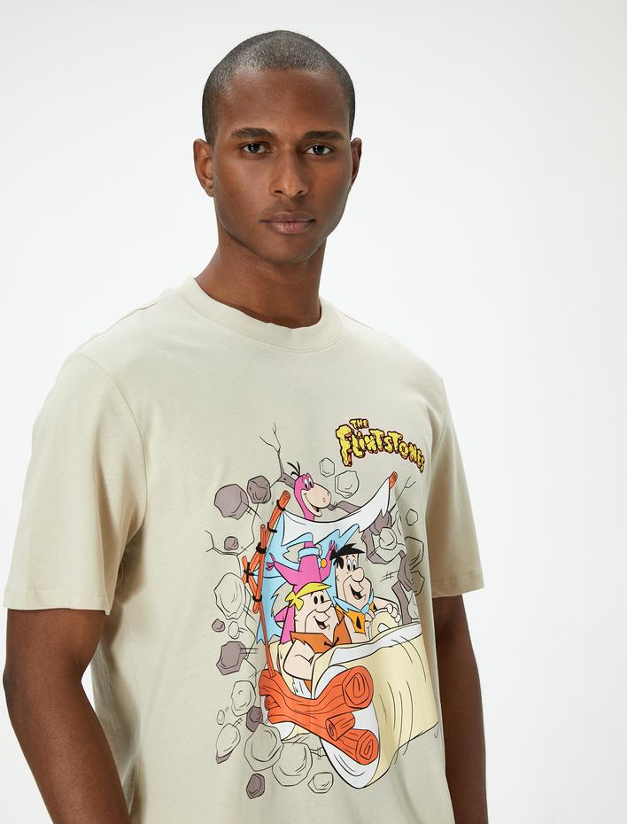  Taş Devri Tişört Lisanslı Kısa Kollu Bisiklet Yaka Pamuklu